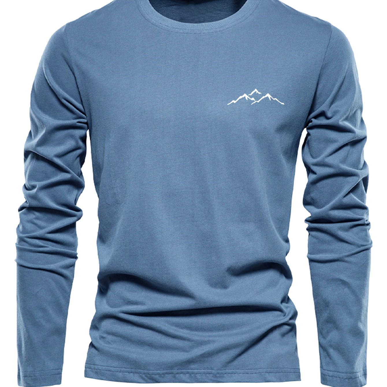 Image of Men's 100% Cotton T-shirt, Spring/autumn Casual Crew Neck Top, Fashionable Trendy 's Shirt, Comfortable Breathable Long Sleeve For Sports And Outdoor, Suitable For Daily Wear