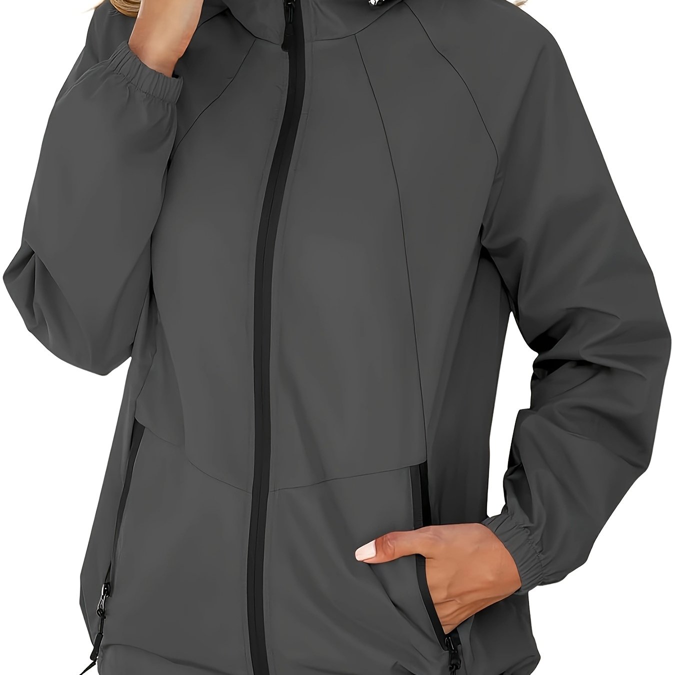 Women's Zip-up Hooded Windbreaker Jacket For Autumn And Winter