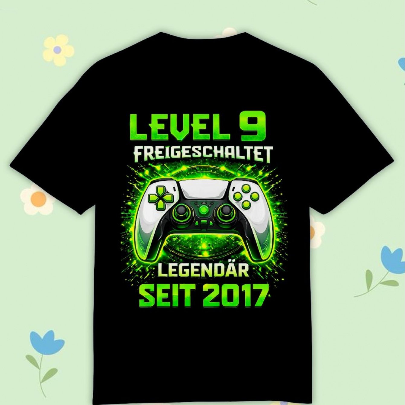 Image of Children's Birthday Boy Gamer Funny 2017 9th Birthday T-shirt Comfortable Casual Crew Neck Tee For Boys And Girls T Shirt, 200g