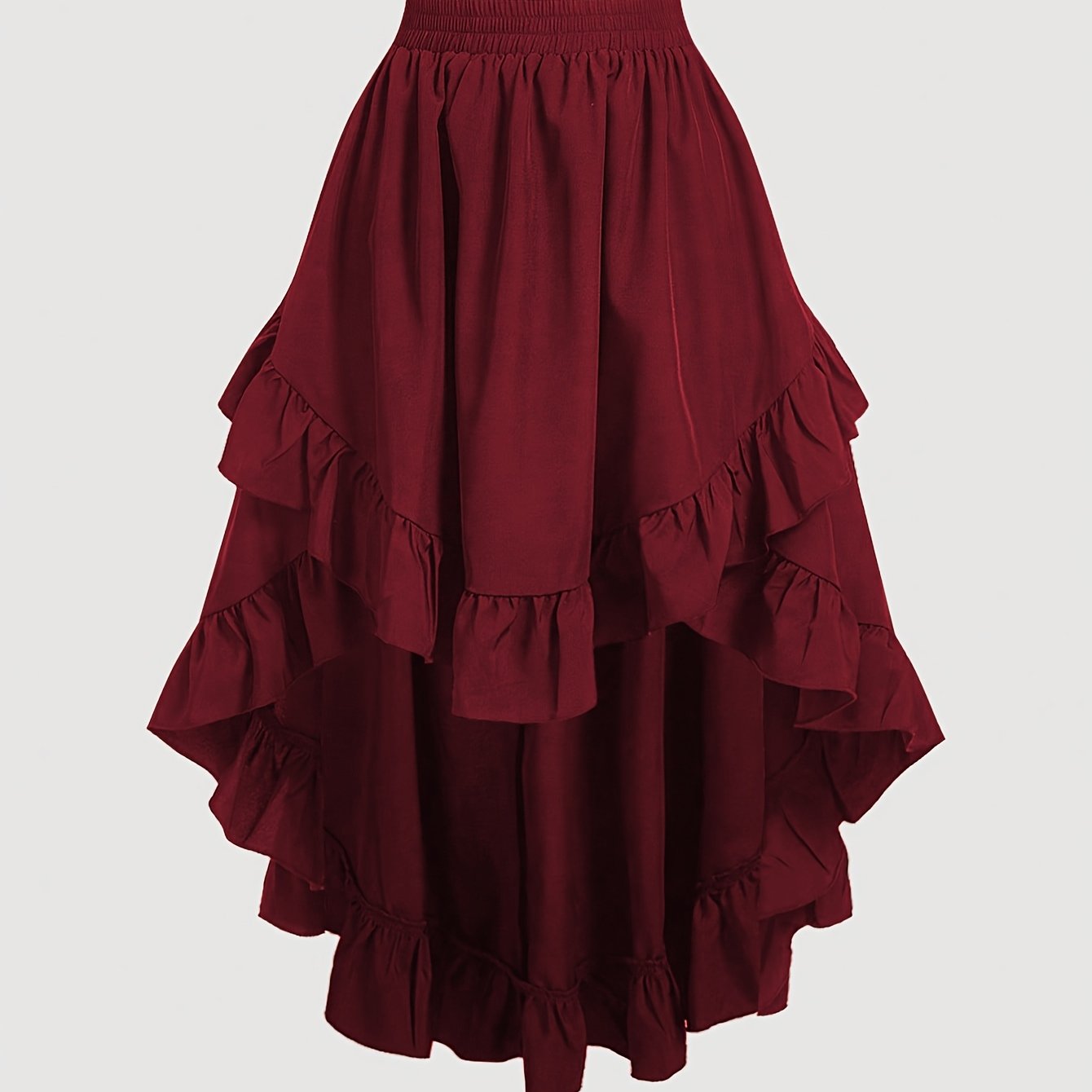 TEMU Plus Size, Plus Size Women's Vintage Tiered Ruffle Hem Skirt Casual Fashion