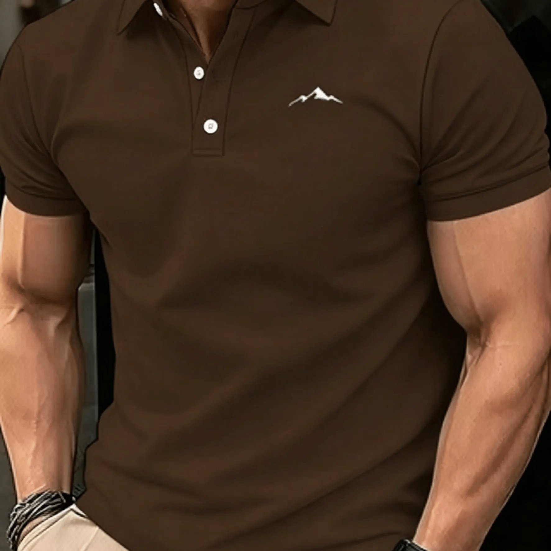 TEMU Men's Brown Shirt, Fashionable Casual Top, Moisture-wicking And Breathable, Lightweight And , Suitable For Daily [printed Design â Not Textured