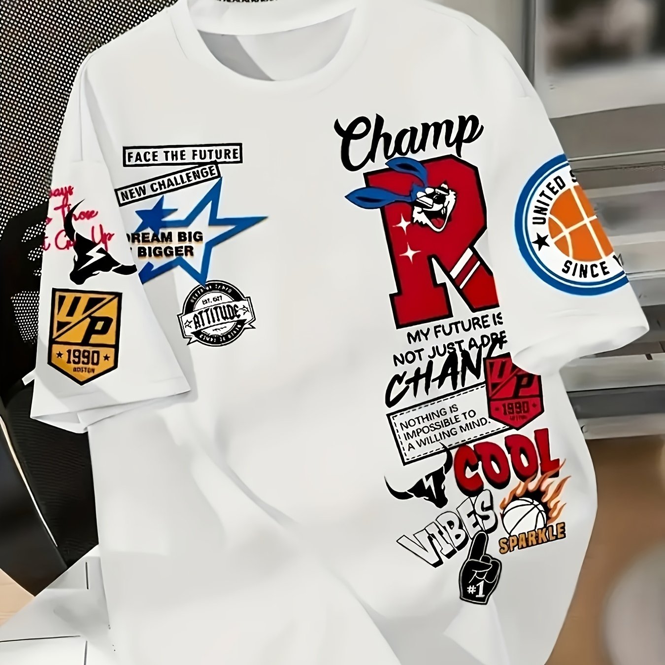 Men's R Letter Trendy T-shirt