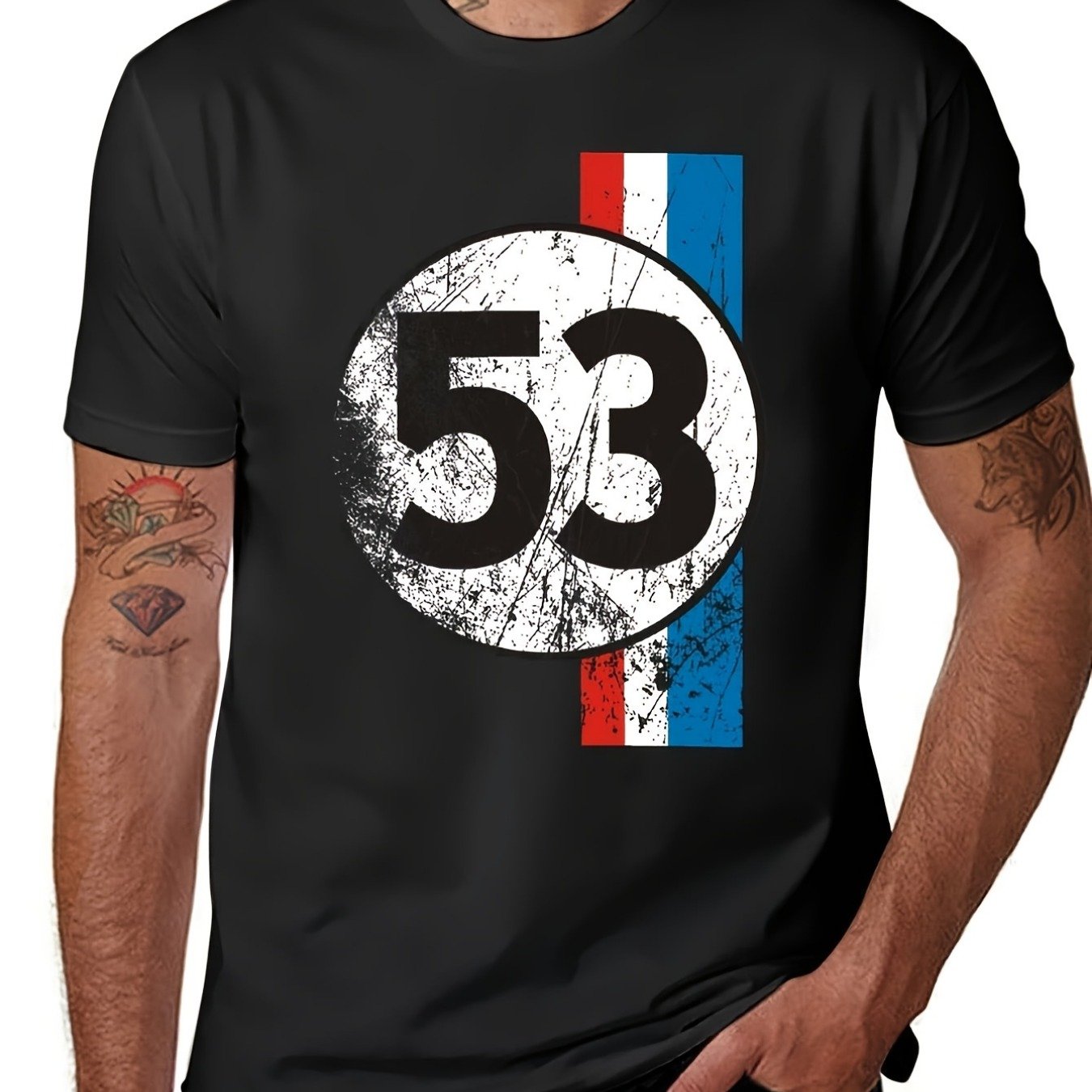 2025 New Style Herbie Design T-shirt Anime Clothes, Cute Clothes, Designer T-shirt For Men, Crew Neck, , Regular Fit, Stretch Fabric, Geometric Pattern, 220g