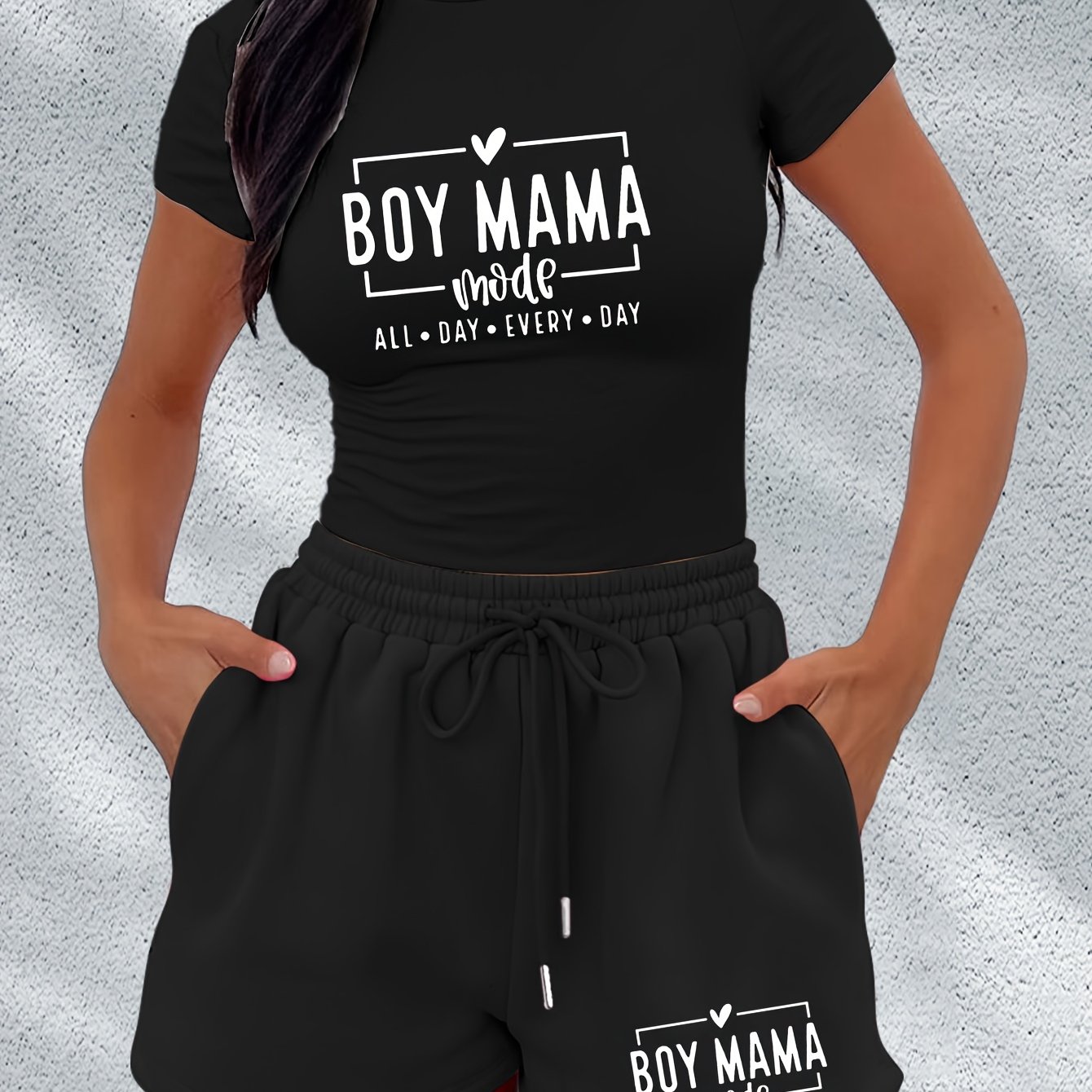 TEMU Summer Fashion Casual Sportswear Set With Short Sleeve T-shirt And Shorts Two-piece Suit X3333