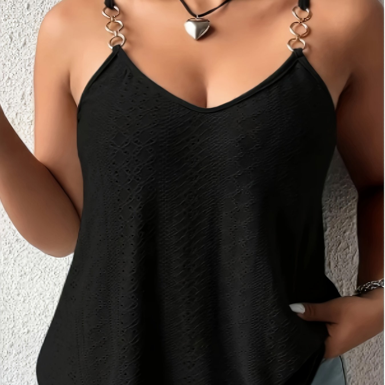 Plus Size, Spring/summer New Plus Size Women' Color Round Neck Casual Backless Camisole