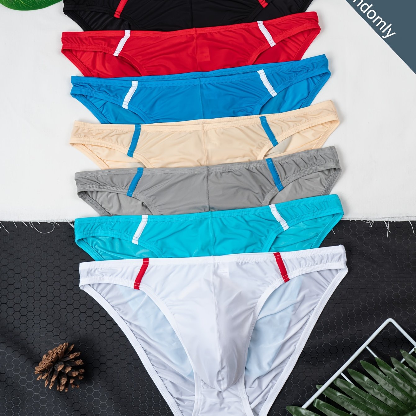 TEMU 5-pc Random Men's High-elastic Breathable Comfortable Triangle Underwear Men's U-style Close-fitting Triangle Underwear Men's Summer Casual Soft