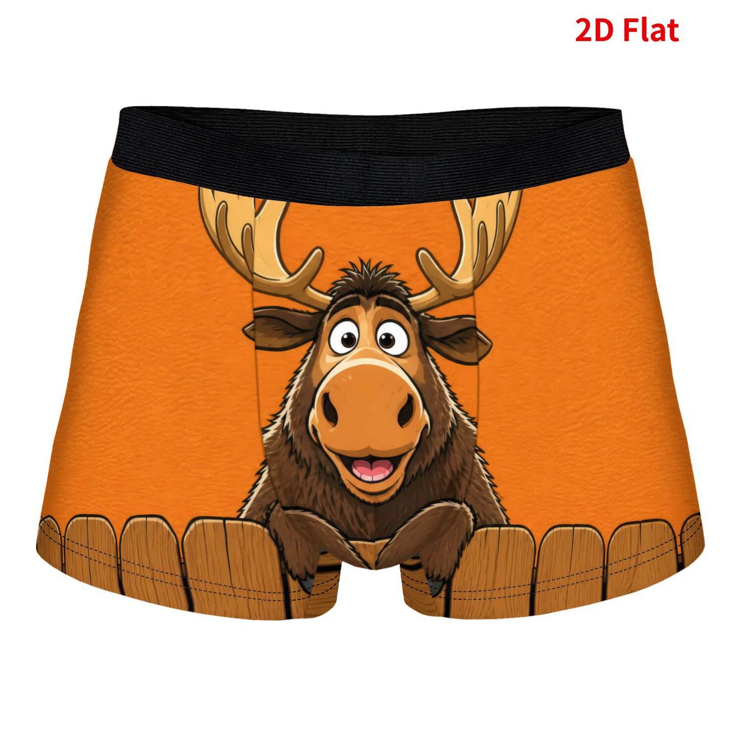 TEMU 2d Print Design Moose Peeking Fence Underwear, Classic Prints, Breathable And Soft, Suitable For Daily Wear, As A Gift