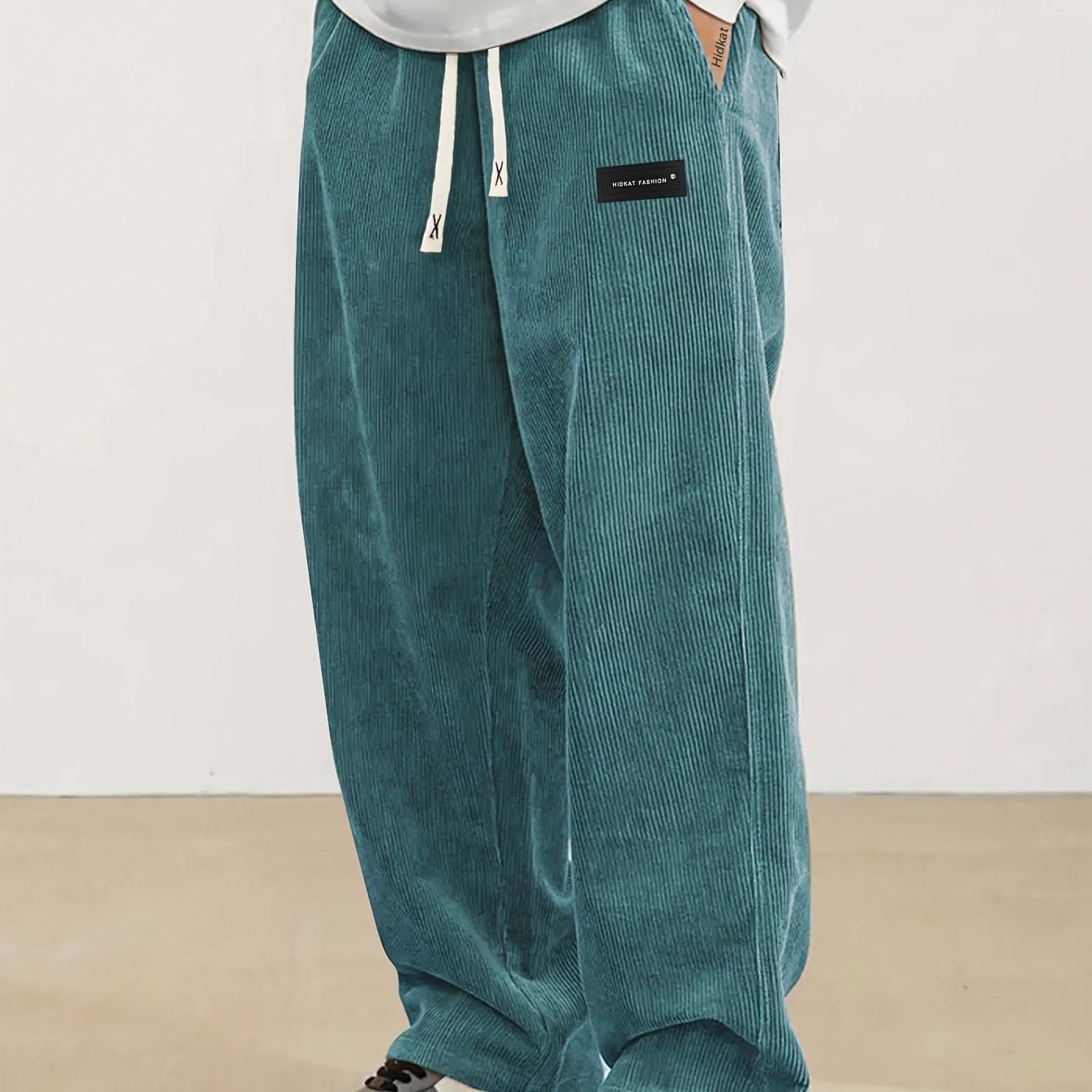 Men's Plus-size Casual Corduroy Pants With A Stylish Elastic Waistband And Drawstring Design, And Dates And Autumn, Plus Size