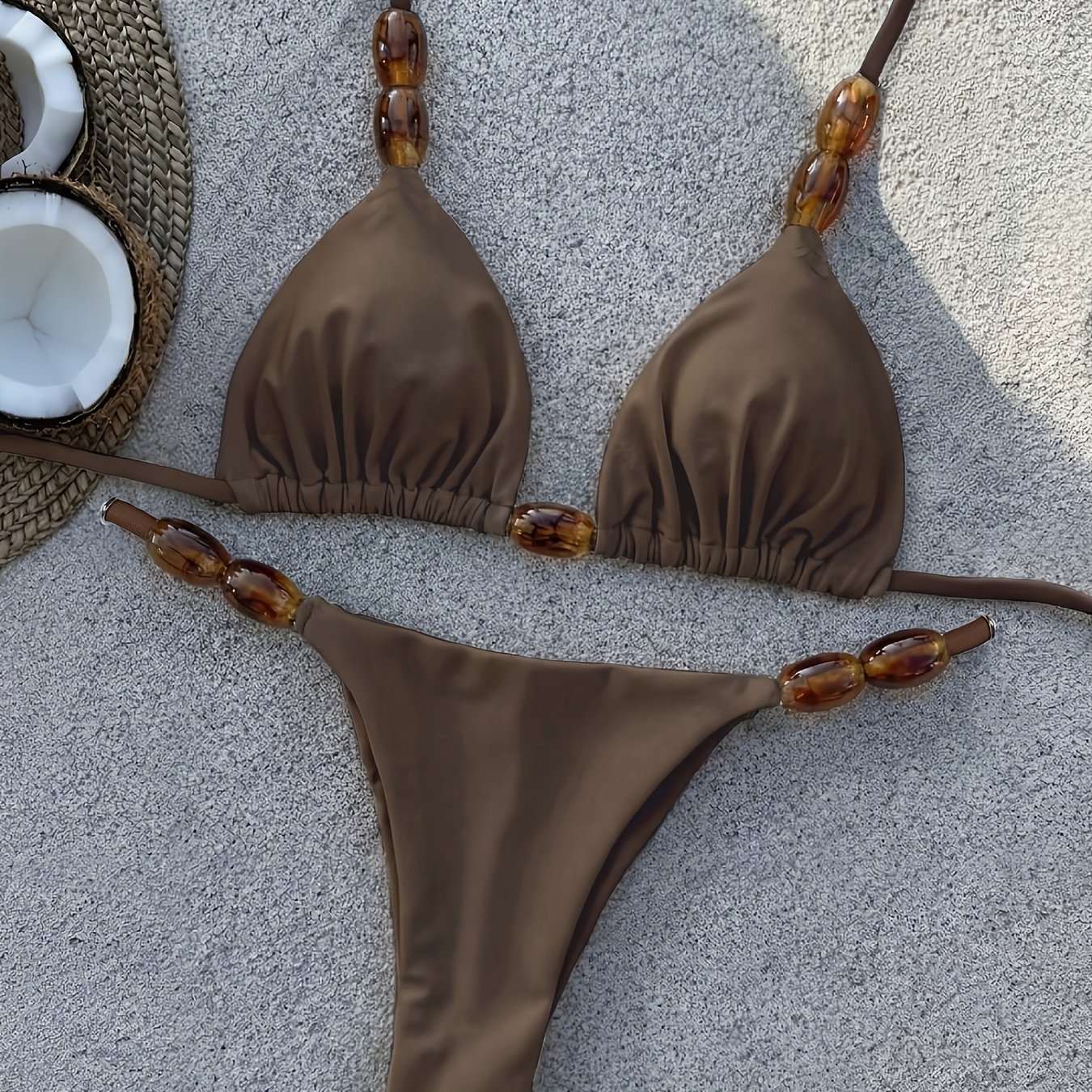 TEMU Women's Fashion Solid Color New Summer Bikini Swimsuit