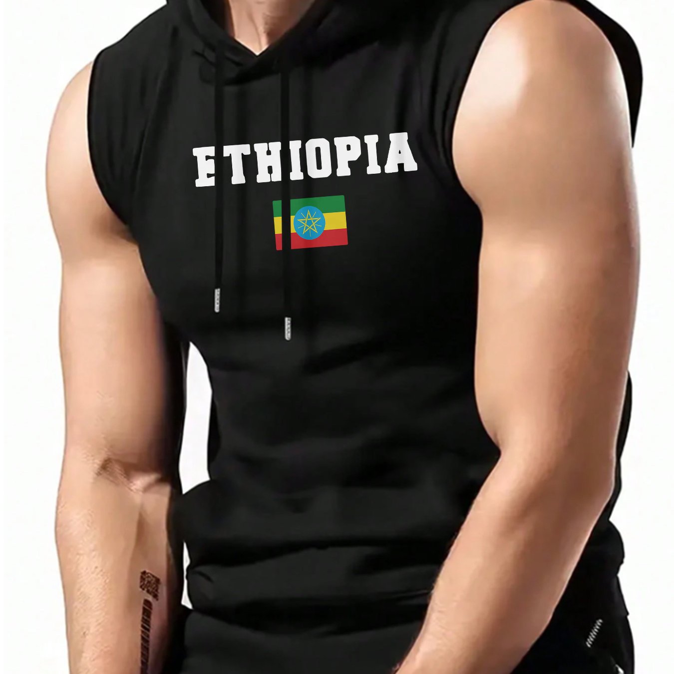 TEMU Men's Stylish Hooded Vests With Prints, Perfect For Summer Sports, Gym Workouts, Outdoor Activities, And Casual Sleeveless Hooded Tank Tops