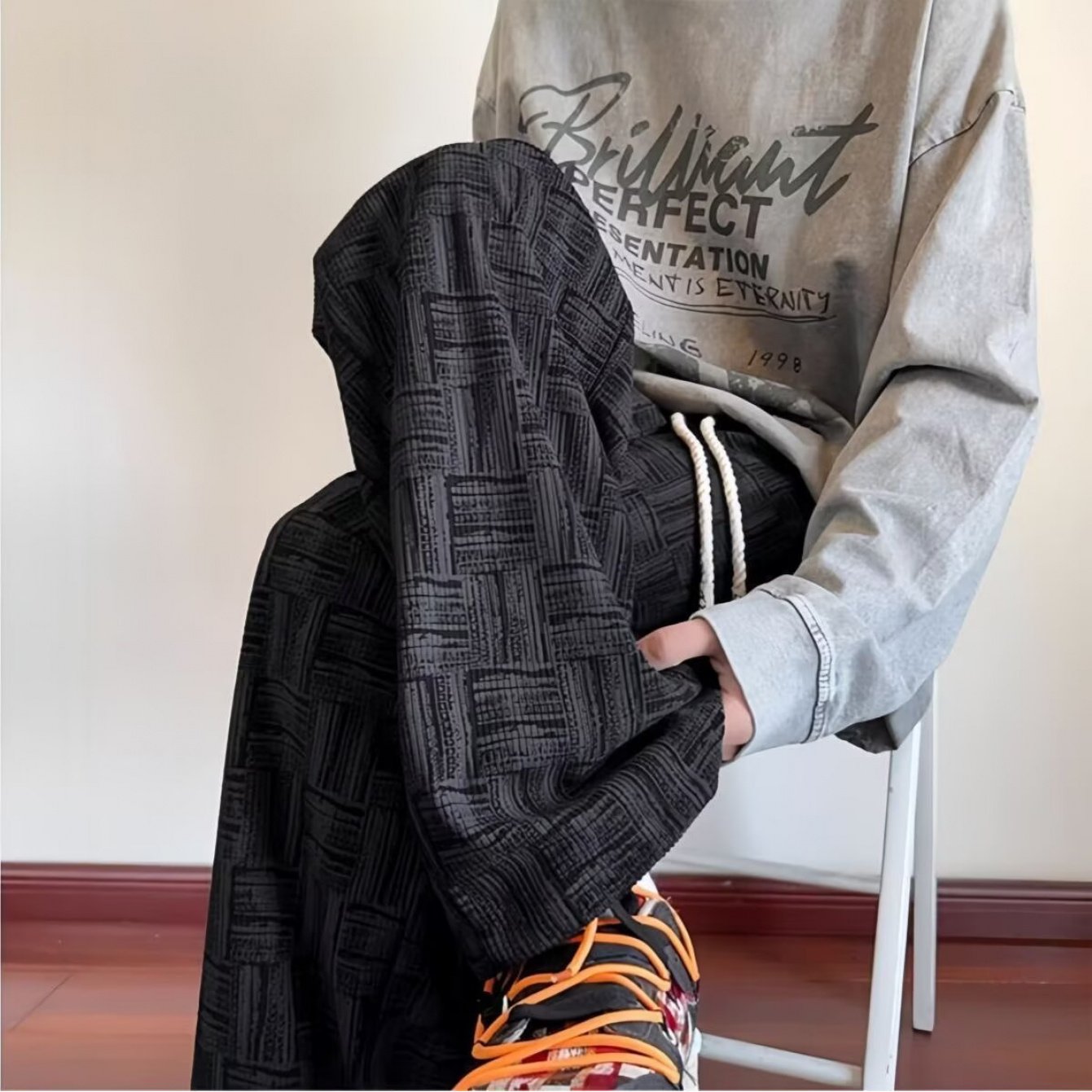 TEMU 【メンズ】高品質コーデュロイ プラッド トラウザーズ 春秋向け ゆったり ストレート ワイドレッグ