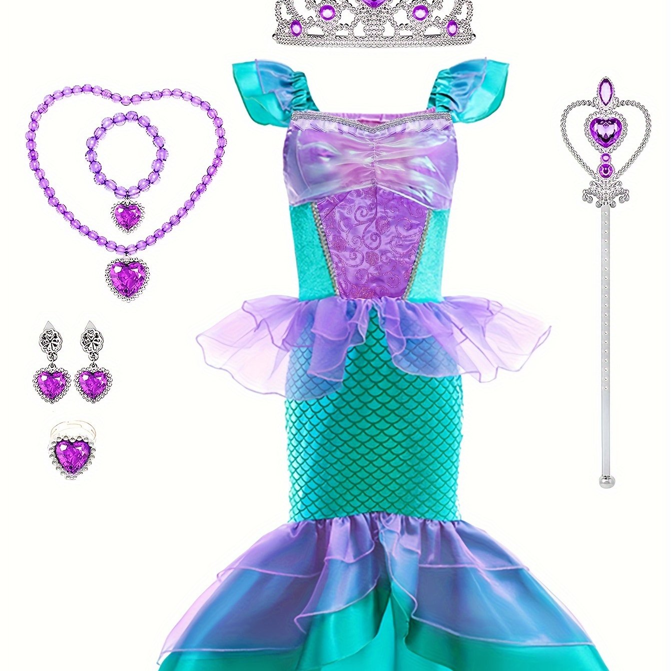 Fille Sirène Costume Princesse Robes Ariel Costumes Pour Filles Fête  D'anniversaire Halloween Cosplay 3-13 Ans - Temu Belgium