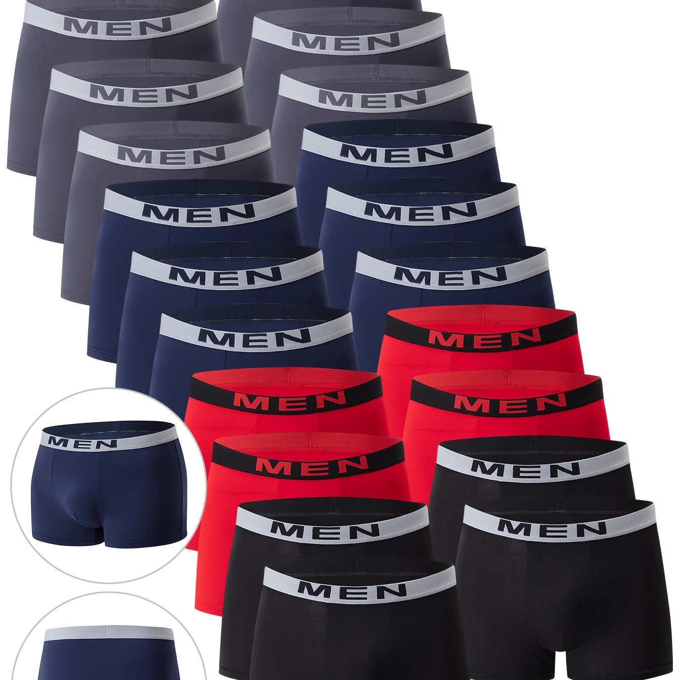 20-pc Men's Underwear, Casual Boxer Briefs, Breathable And Comfortable Elastic Boxer Briefs, Sports Shorts