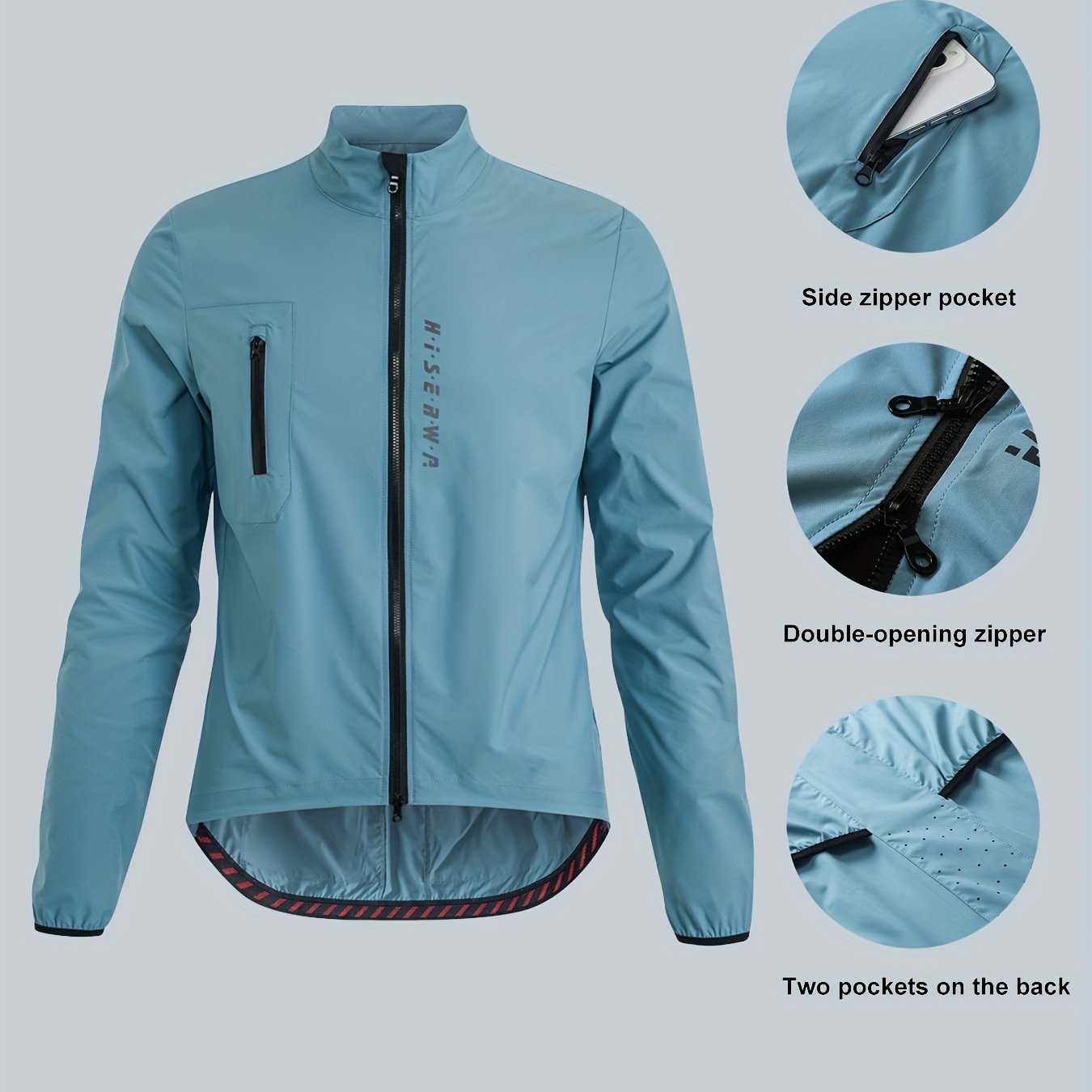 Image of Men's Riding Jacket, Windproof Lightweight Riding Long Sleeve Jacket, Bike Cycling Suit Double Zipper Thin Riding Coat, Autumn Layers