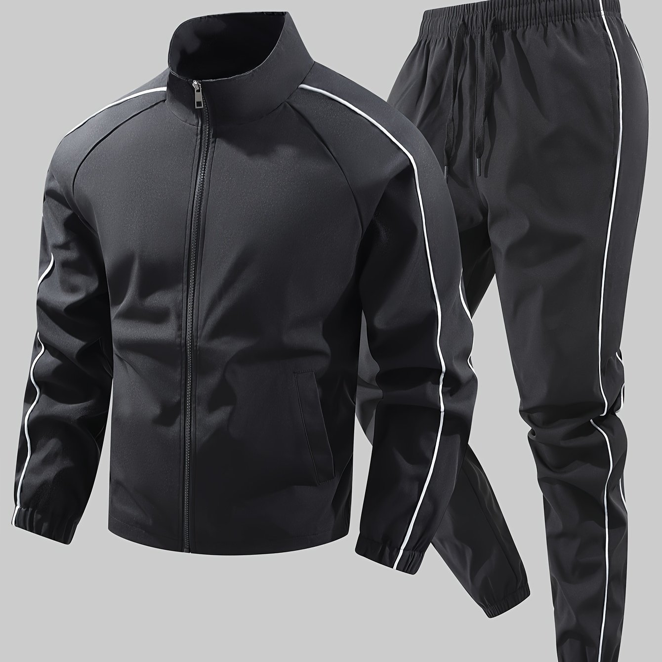 E-shop Modischer lässiger Sportanzug Herren Frühling und Herbst Neue Jacke und Hose Zweiteiliges Set Lauf Sportanzug Herren Sportbekleidung Jacke