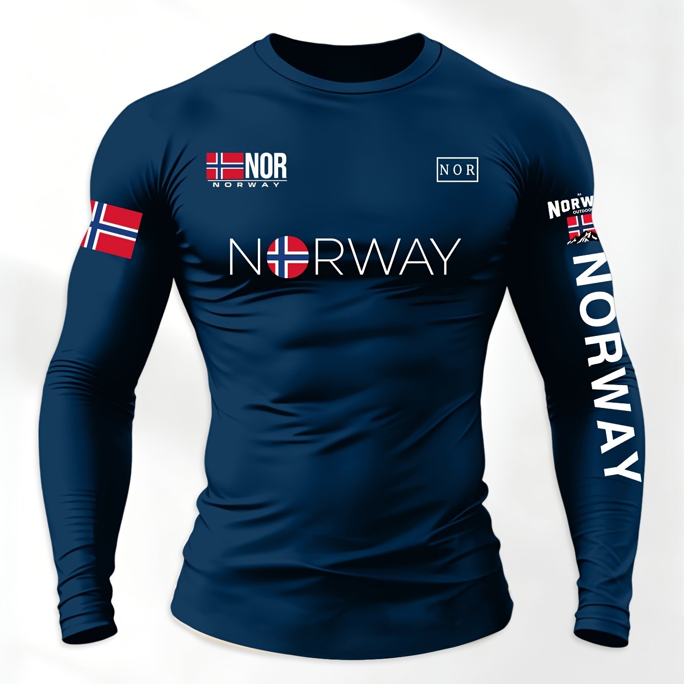 TEMU Men's Long Sleeve Printed T-shirt, Regular Spring/autumn Outdoor Sports Casual Long Sleeve Top