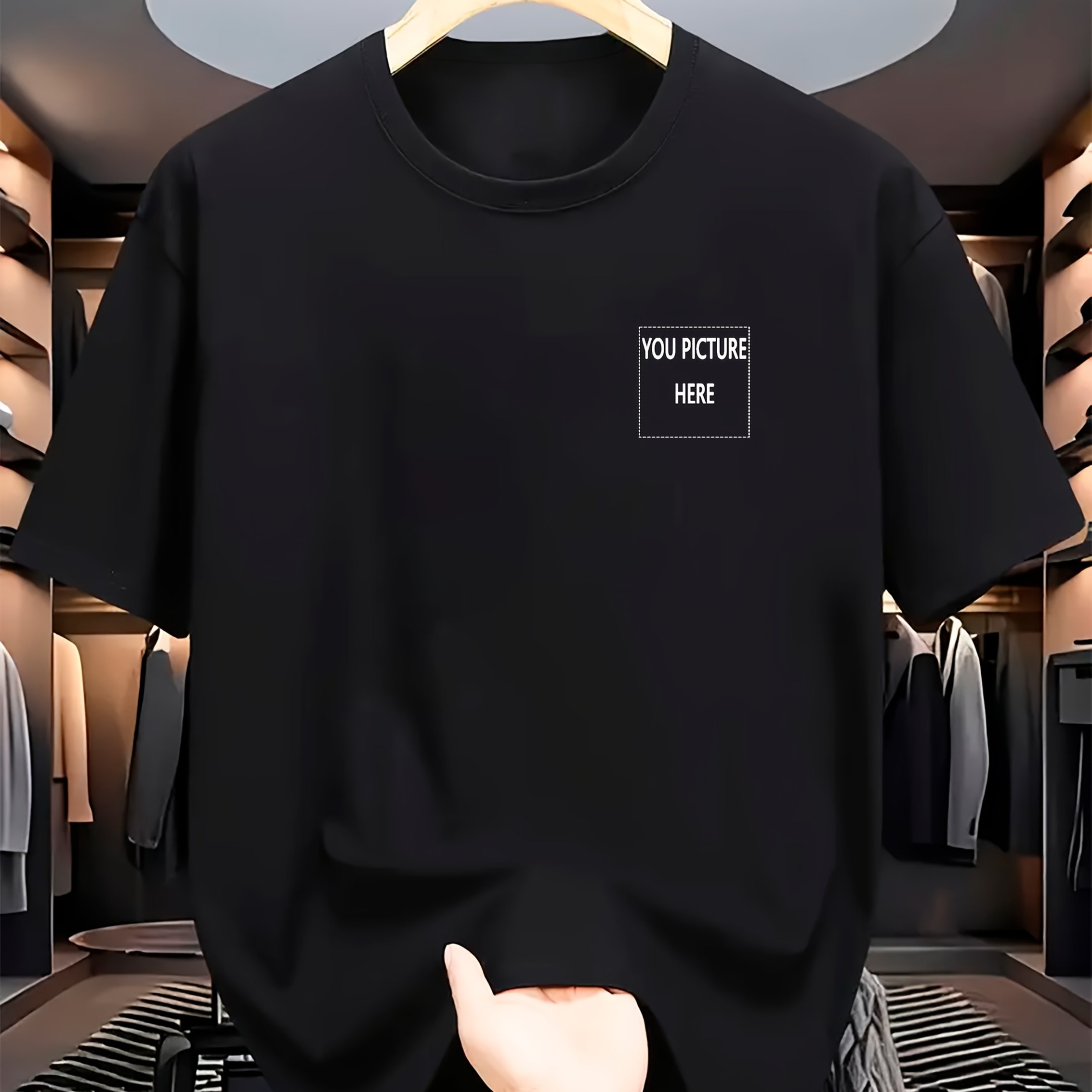 TEMU Custom T-shirts, Printed T-shirts, Men's Personalized T-shirts, Short Sleeve Crew Neck Casual Top, Summer, Men's Clothing