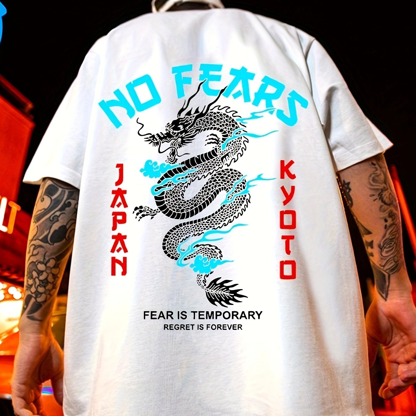 TEMU Dragon Print, Men's Graphic Neck , Casual Tshirts For Summer, Men's Clothing Tops For Daily Gym Workout Running