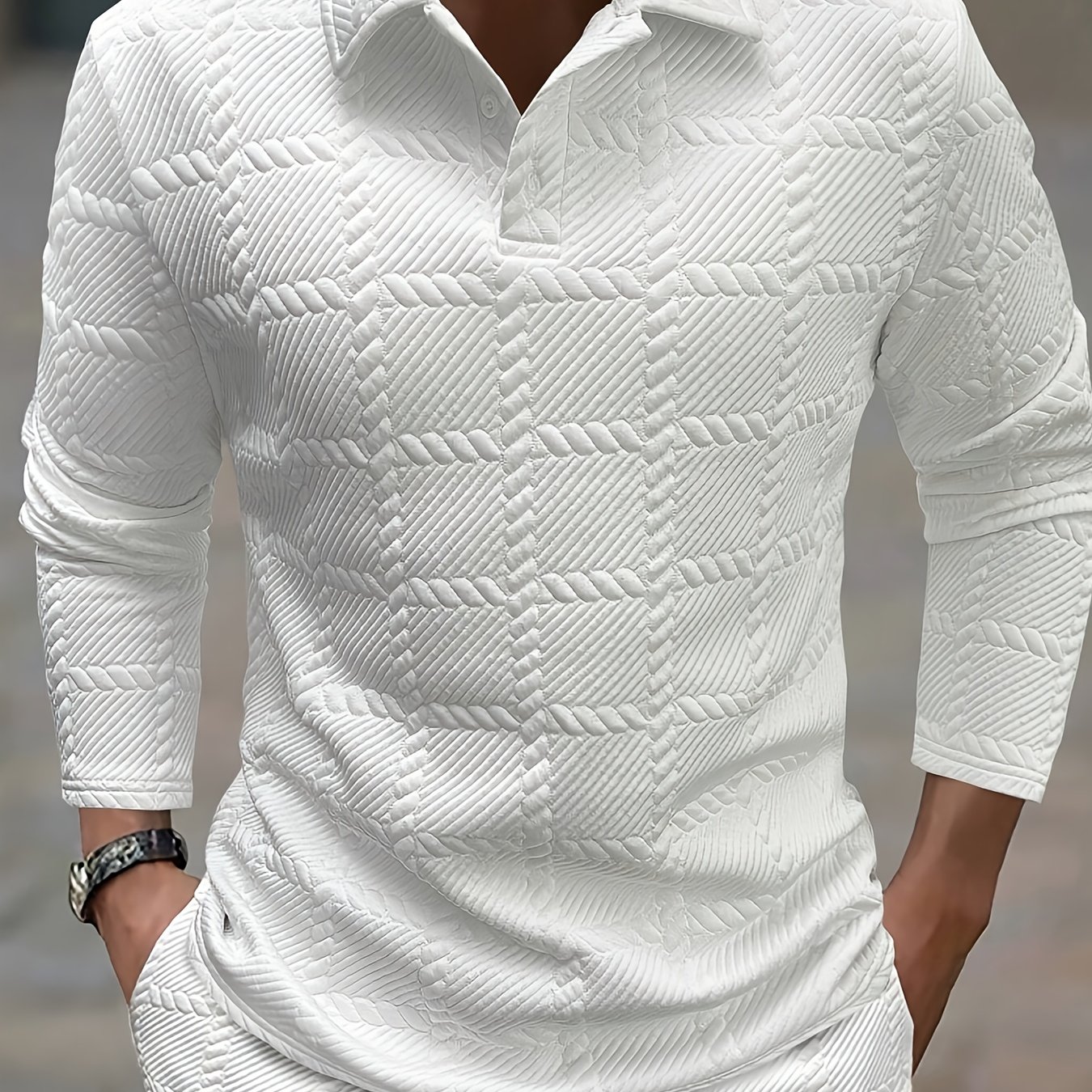 E-shop Frühling/Herbst Neues Herren Shirt Modisches und Atmosphärisches Lässiges Strick Jacquard T-Shirt Herrenbekleidung