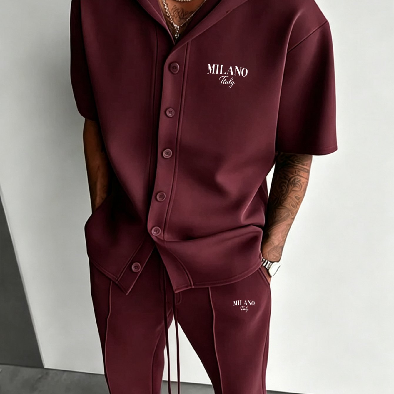 2pcs Set: Men's Casual Sportswear - Short-sleeve Hooded Jacket + Drawstring Pants (multiple Colors )