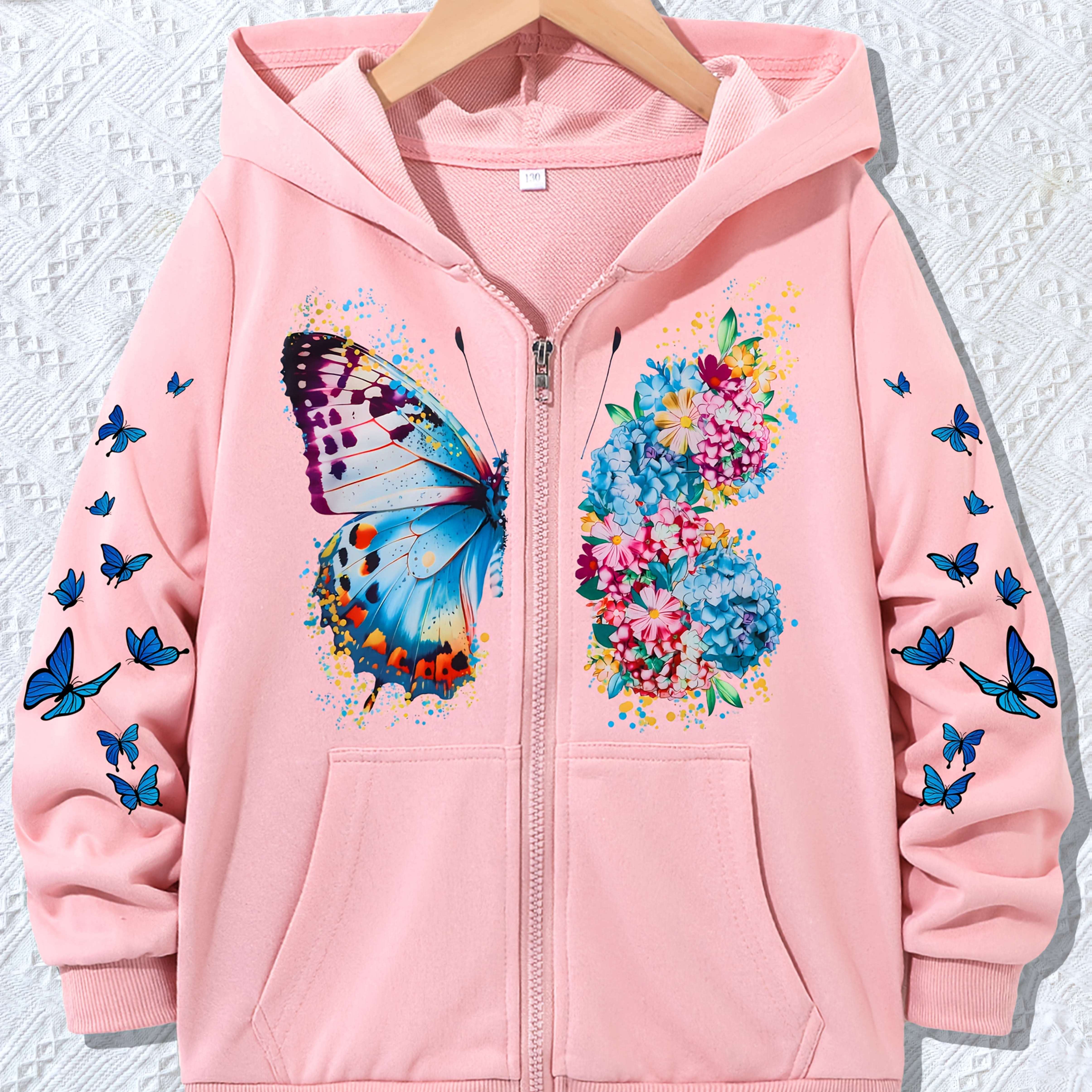 Image of And Flower Chest Patch With Sleeves, Trendy Print Design, Unisex Youth Hoodie Jacket Sweatshirt For Boys And Girls, Smooth, Comfortable, And Skin-friendly For Spring And Autumn