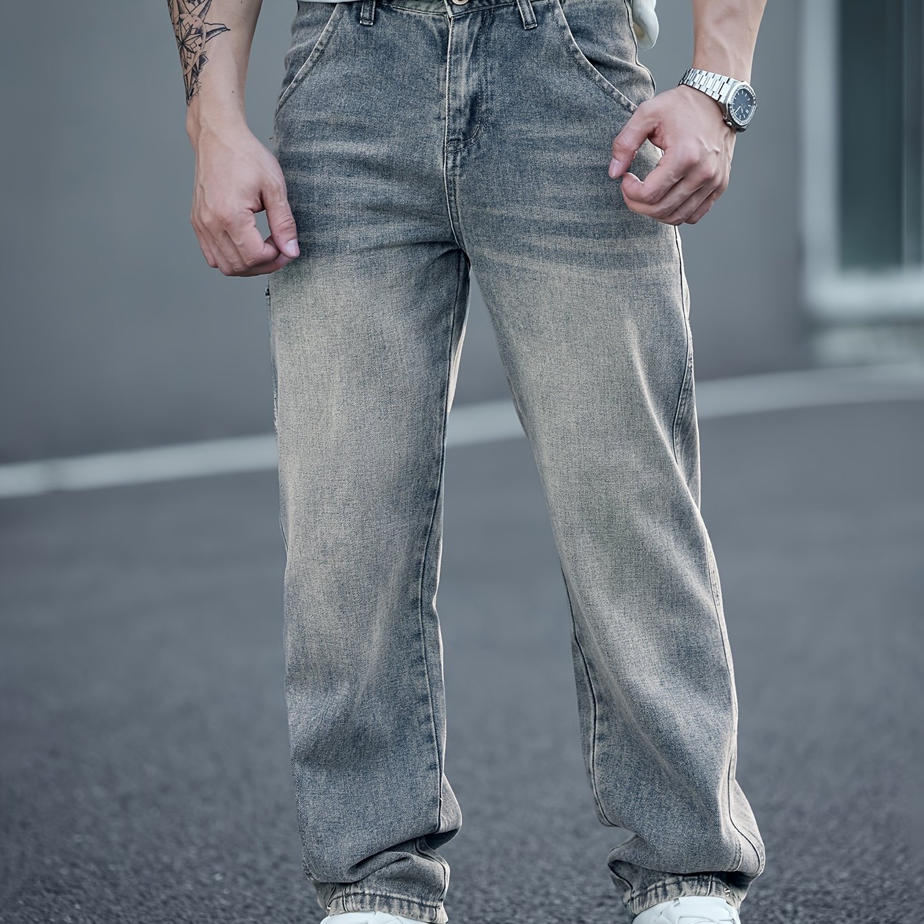 TEMU Lujo Diario, Jeans Anchos Y Elegantes Para Hombre - Pantalones De Mezclilla Cómodos Y De Para Todas