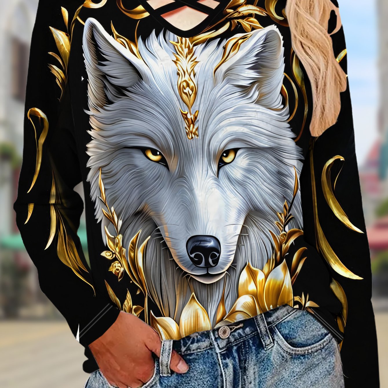 TEMU T-shirt à manches longues pour femmes, haut à imprimé motif animal tendance, sous-vêtement polyvalent et décontracté, tissu, vêtement tendance