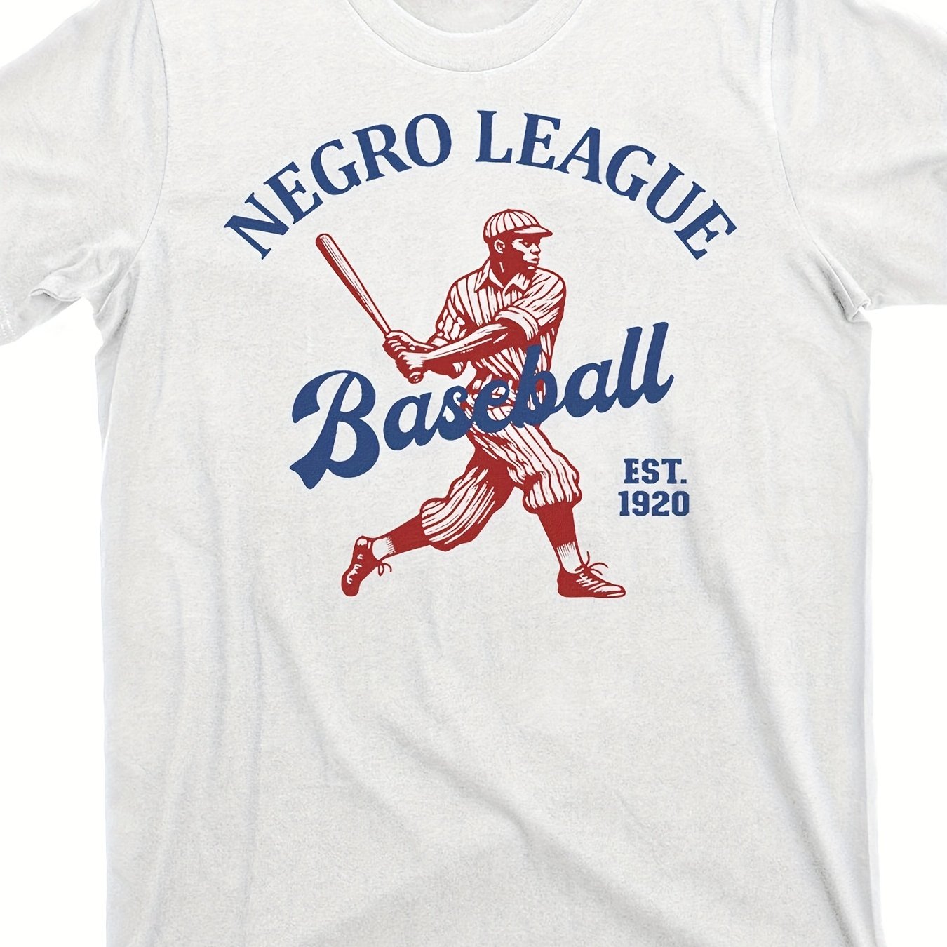 TEMU Vintage League Baseball Black History Month T-shirt - 1920 Graphic Tee, 100% Fit Round Neck Short Sleeve Casual Streetwear For Men