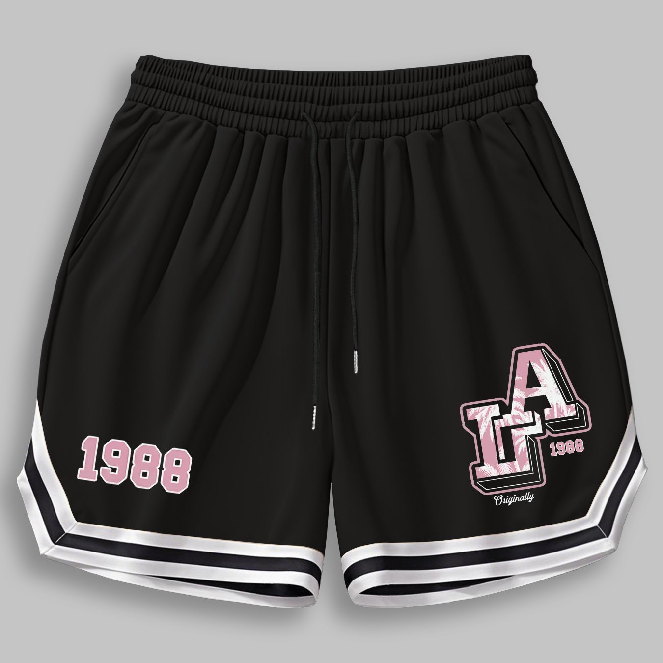TEMU Kourrter American Trendy Fashion Comfortable La English Number Creative English Print Sports Knit Men's And Women's Shorts
