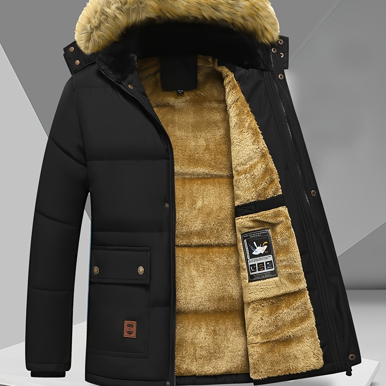 Winter Full Body Fleece Thickened Warm Coat Lamb Windproof Sleeve Jacket Men's Multi-pocket Jacket Men's Outerwear