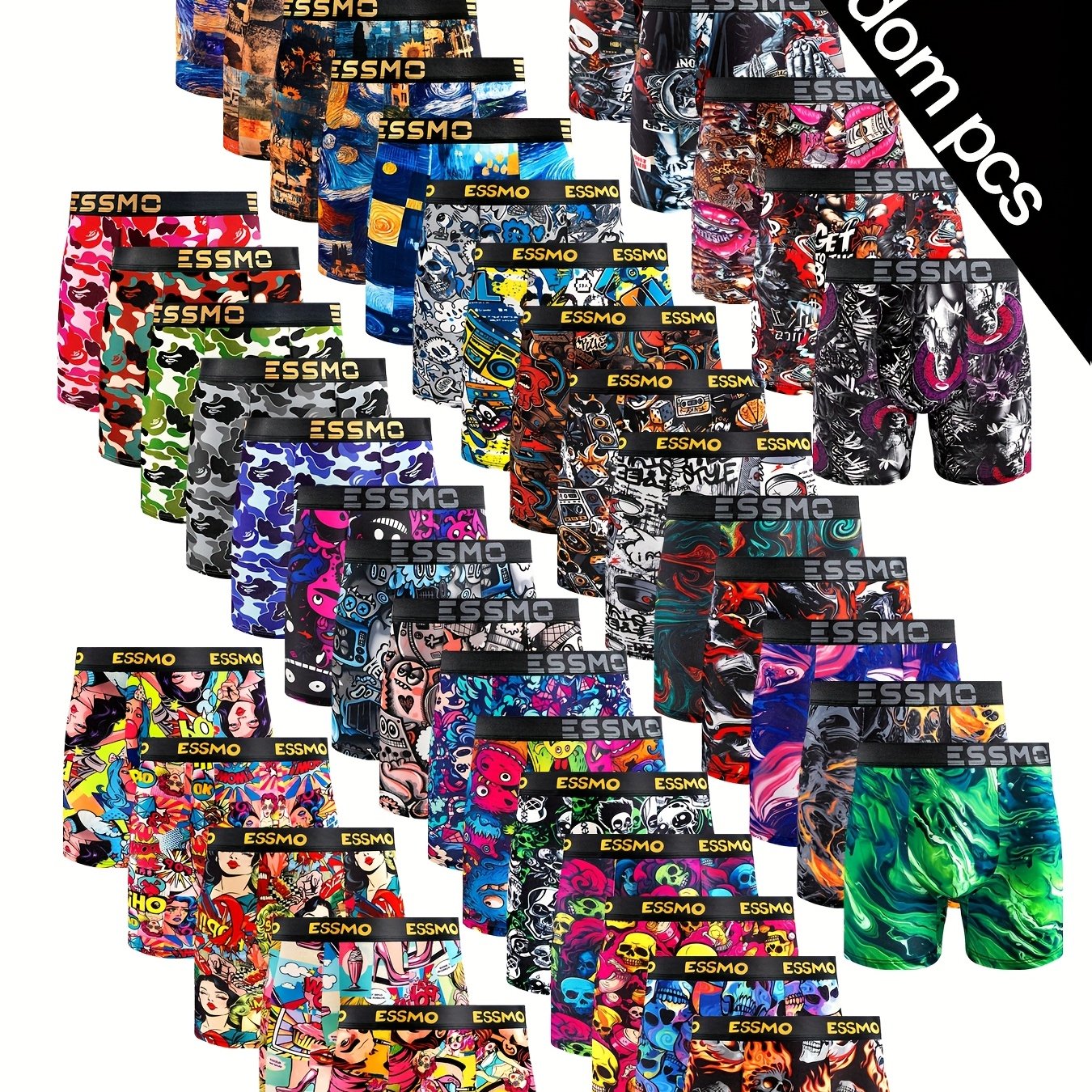 TEMU Lot de 10 boxers-culottes pour homme, couleur aléatoire, style décontracté, , automne