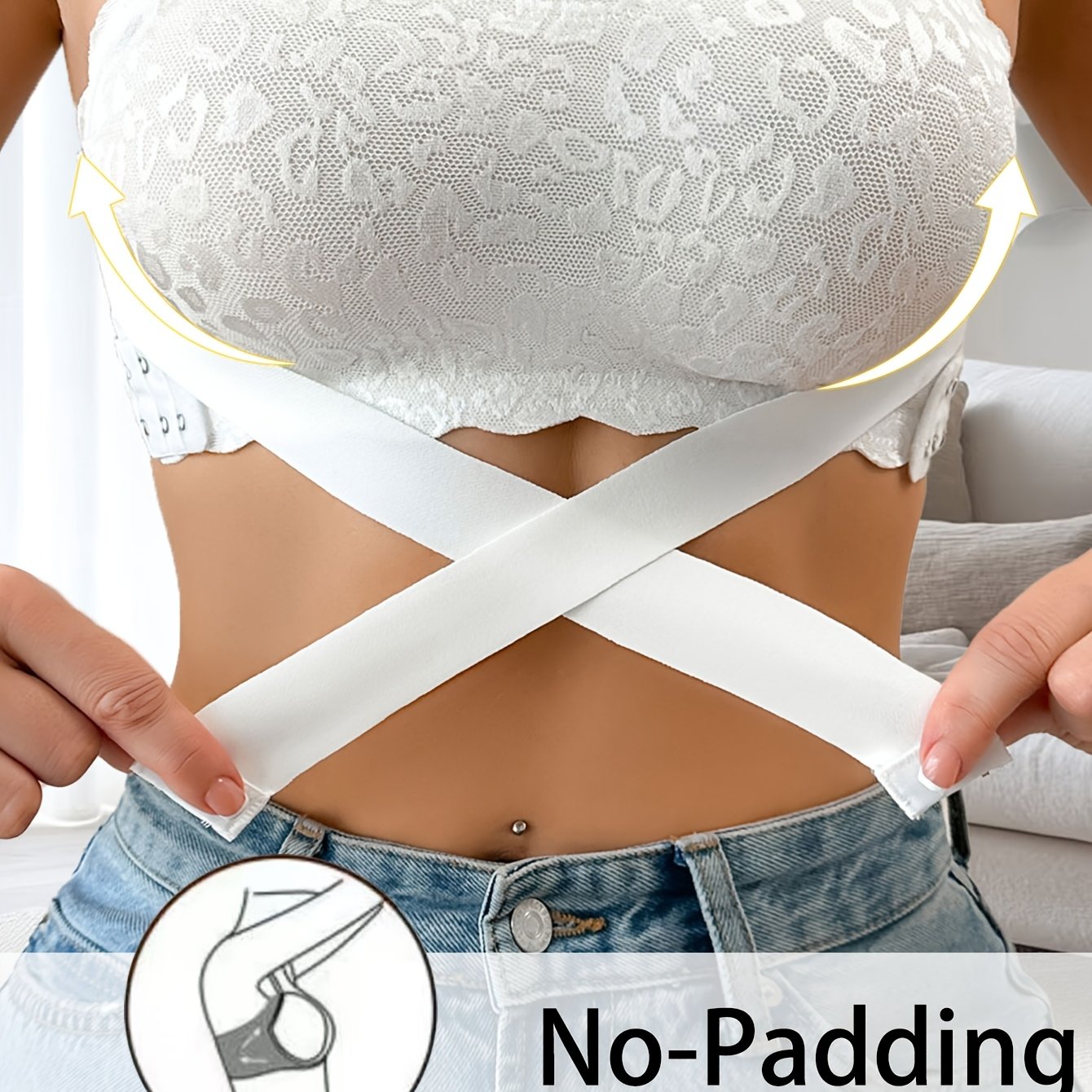 Image of Lace-trimmed Women's Bra With Front Clasp And Strapless Design, A Casual, Comfortable, And Simple Bodysuit Skin-friendly, Enhances , And Has A