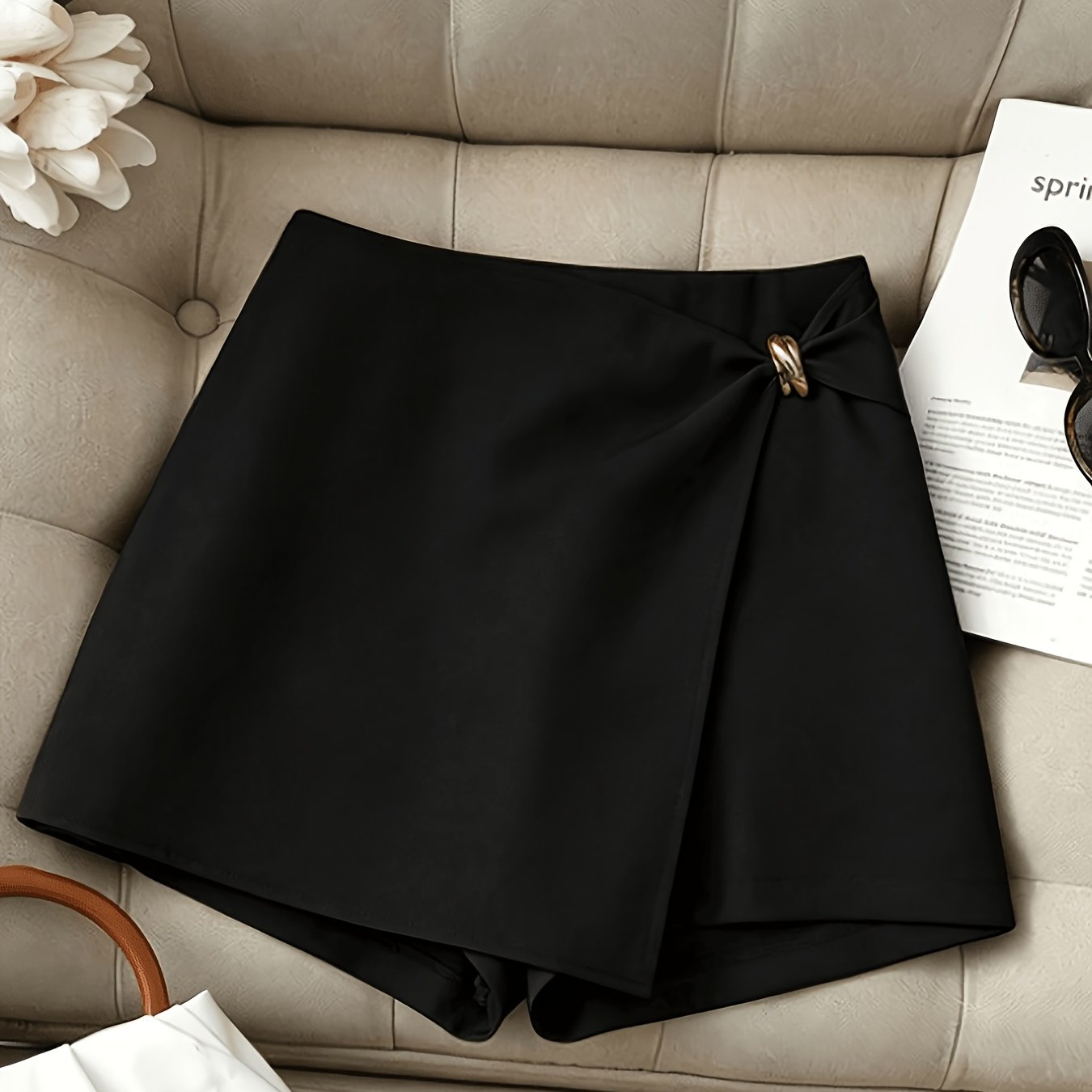 TEMU Women's Casual Solid Color Shorts/short Skirt