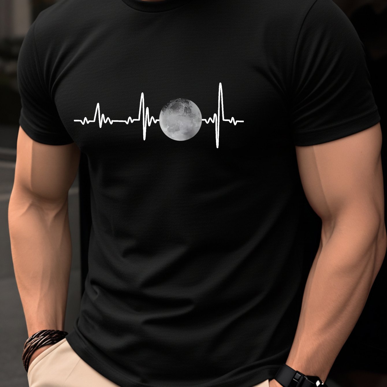 TEMU Men's T-shirt, Summer Short-sleeved, Lightweight, Slim-fit, Round-neck Top, Trendy And Fashionable, Versatile For Everyday Casual Wear, With
