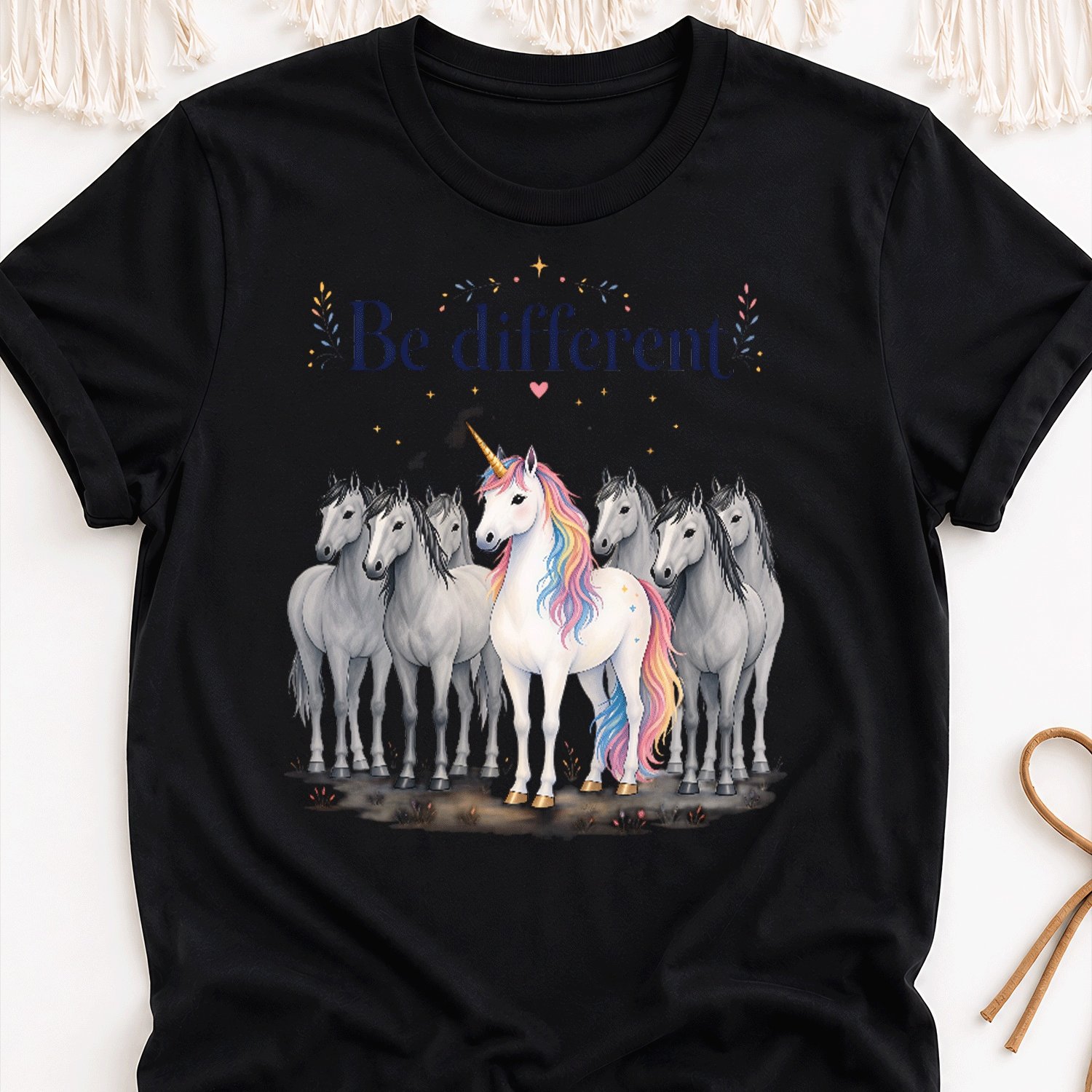 Unicorn Horses Inspirational T-shirt Overseas Printing Y2k Oversized Unisex T-shirt For Men Women Retro 2000s Streetwear Baggy Graphic Tee