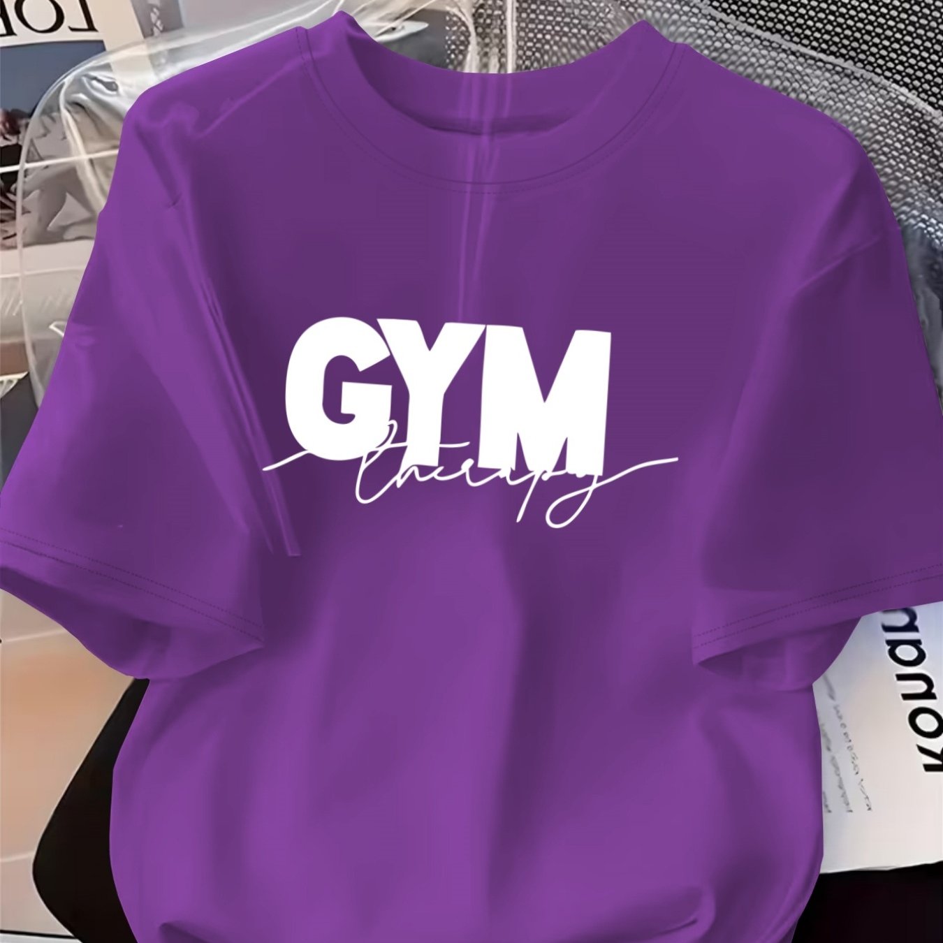 TEMU Summer Plus Size Women's Short Sleeve T-shirt Fitness Attitude Slogan Athletic Casual Loose Top