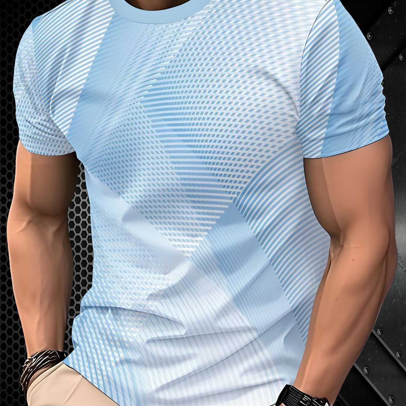 TEMU Men's Polyester Casual Short-sleeve T-shirt