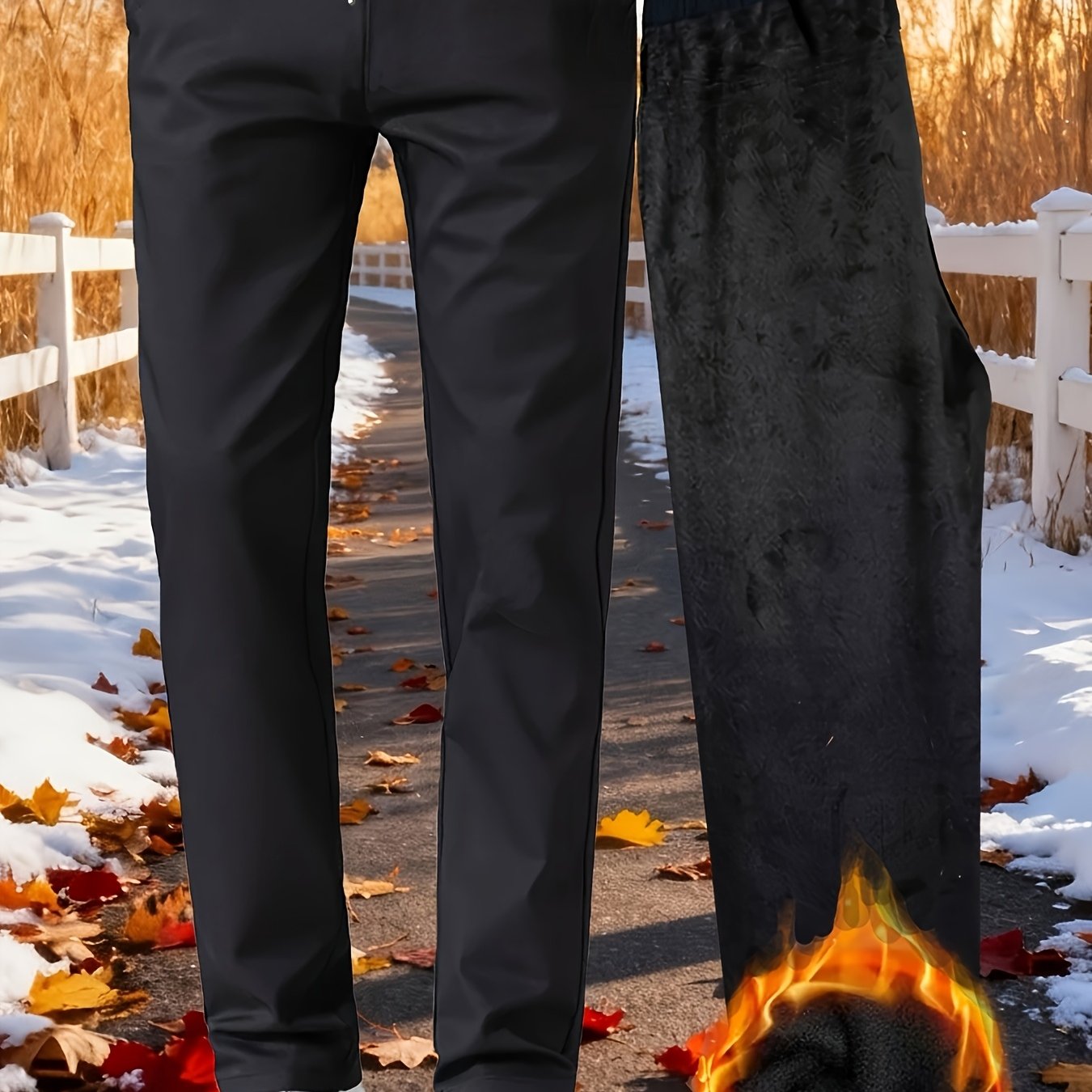 E-shop Herren Herbst- Winterhose - Gefütterte, warme mit elastischem Bund Kordelzug, praktische Rückentasche, ideal für täglichen Pendelverkehr,
