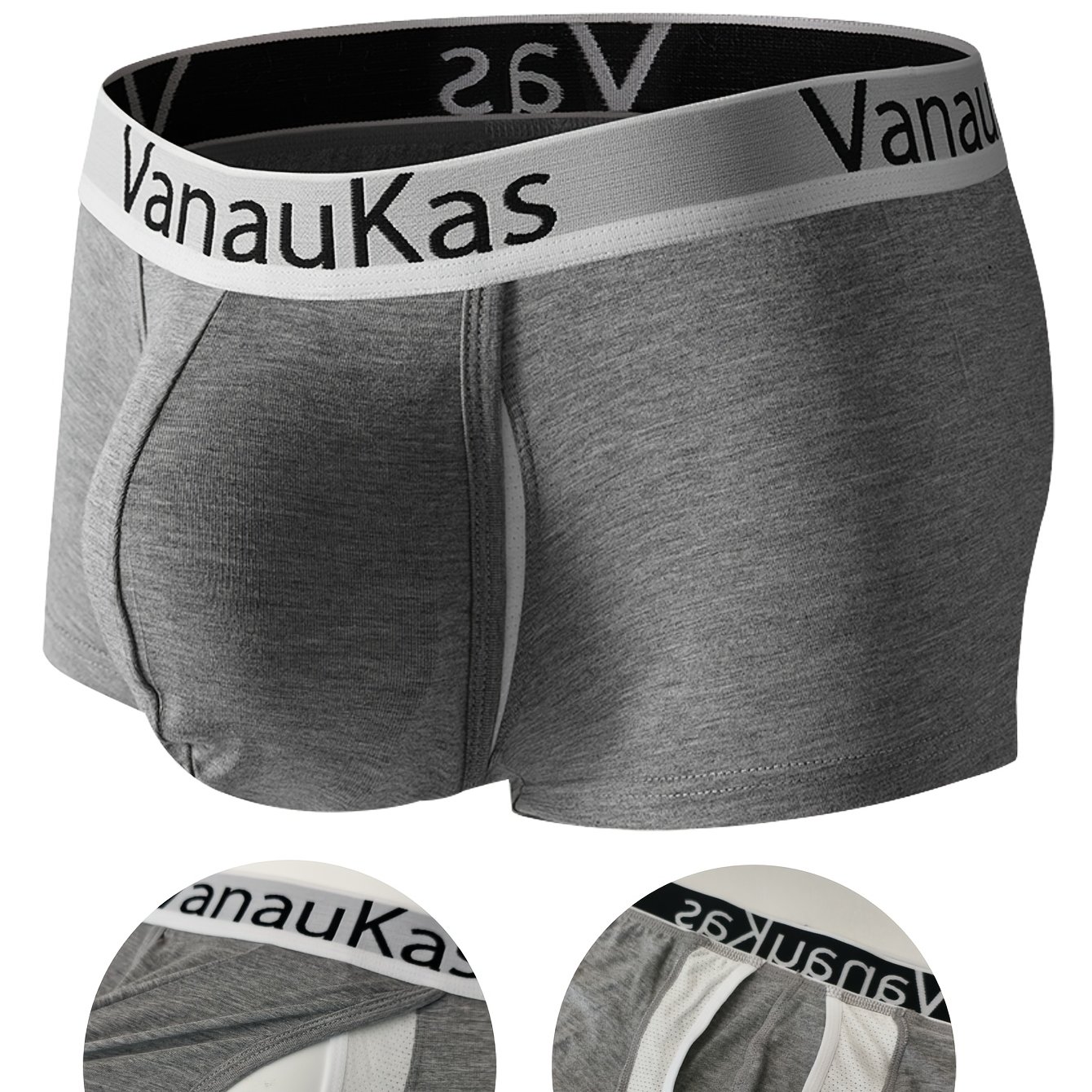 TEMU Culottes Boxer Homme Respirantes Double Couche VLE - Douces, Saines, Couleur Unie Opaque, en Tissu Extensible, Vêtement Confortable pour Hommes,