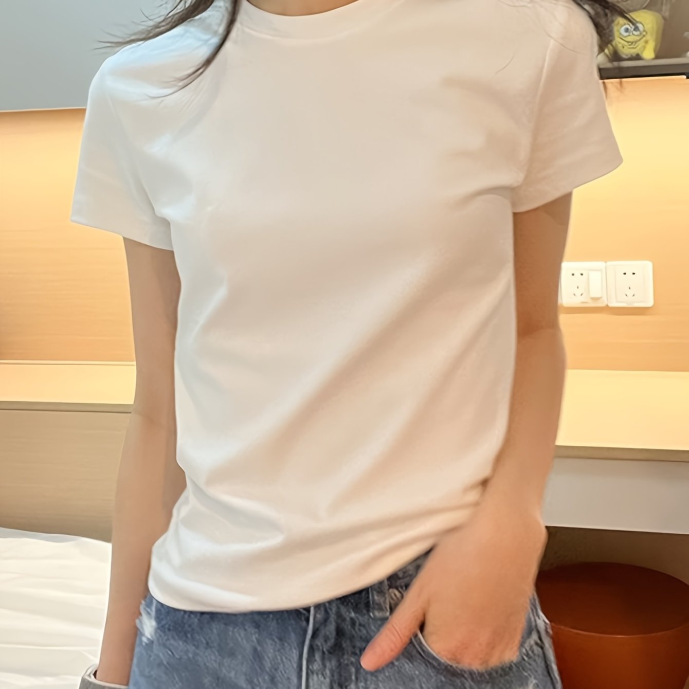Short-sleeved T-shirt Short-sleeved T-shirt Short Top Women's Short-sleeved T-shirt Women's Top High Elasticity T274#