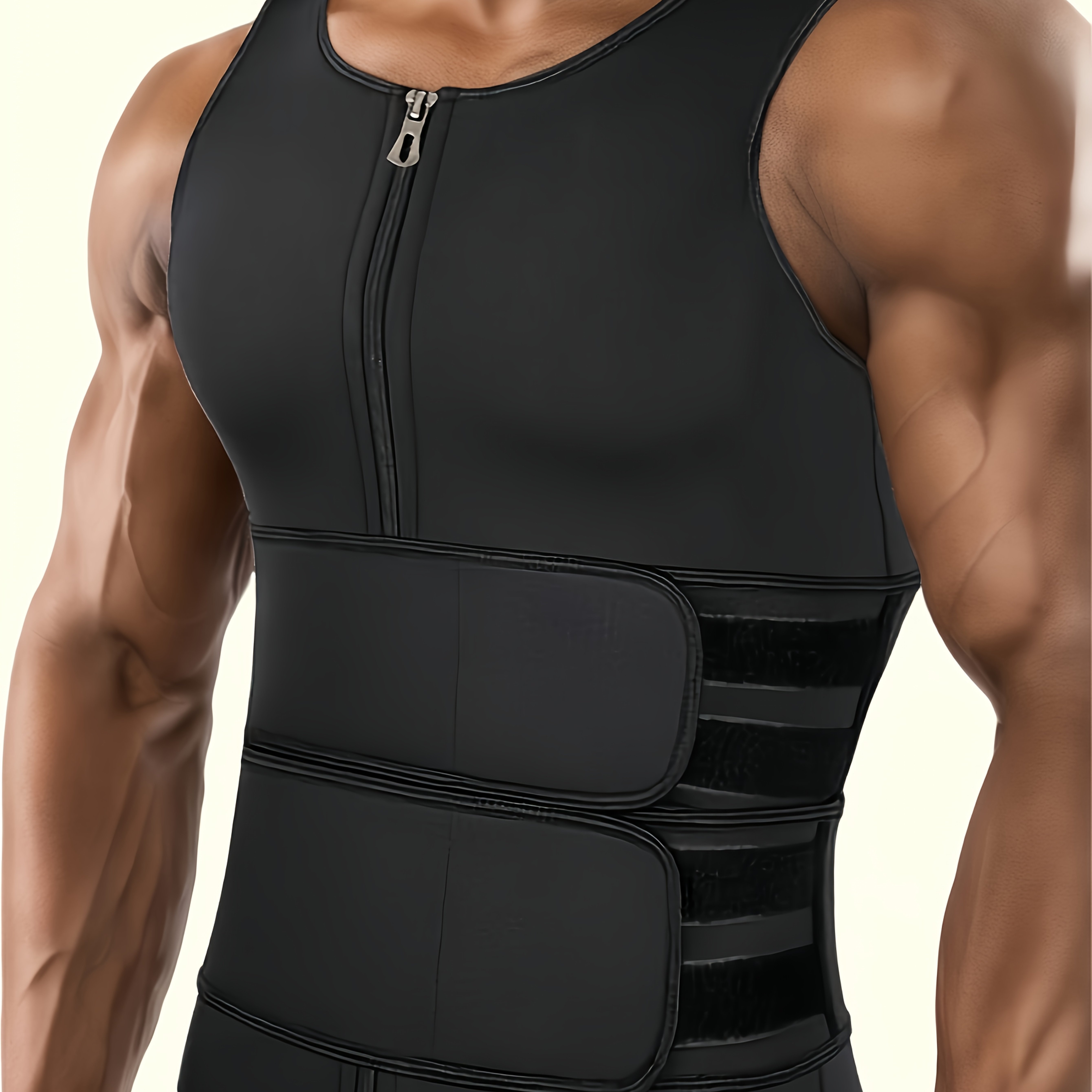 Men's Neoprene Sauna Vest, Training Zipper Vest, Waist Trainer Shapewear For Sweating During Gym Workouts