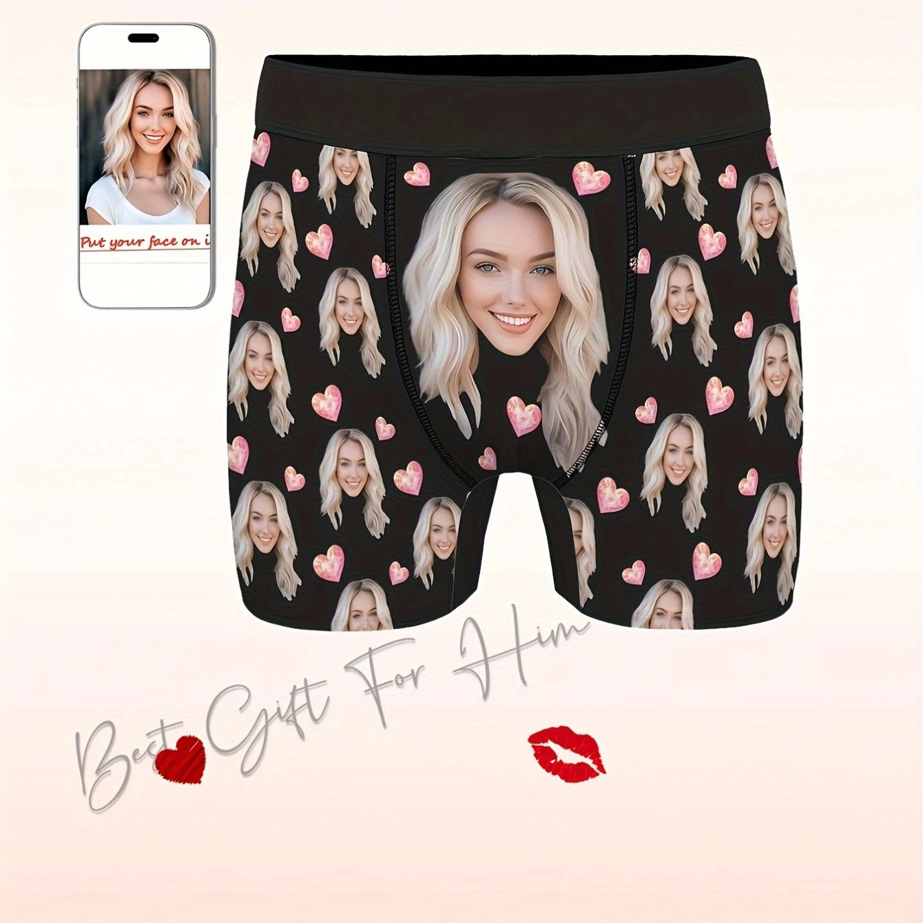 Image of Personalized Photo Boxer Briefs For Men - Custom Face & Name/text Print Underwear With Your Own Picture, Valentine's/anniversary Gift For Husband/boyfriend, Matching Boxer Shorts (machine Washable)