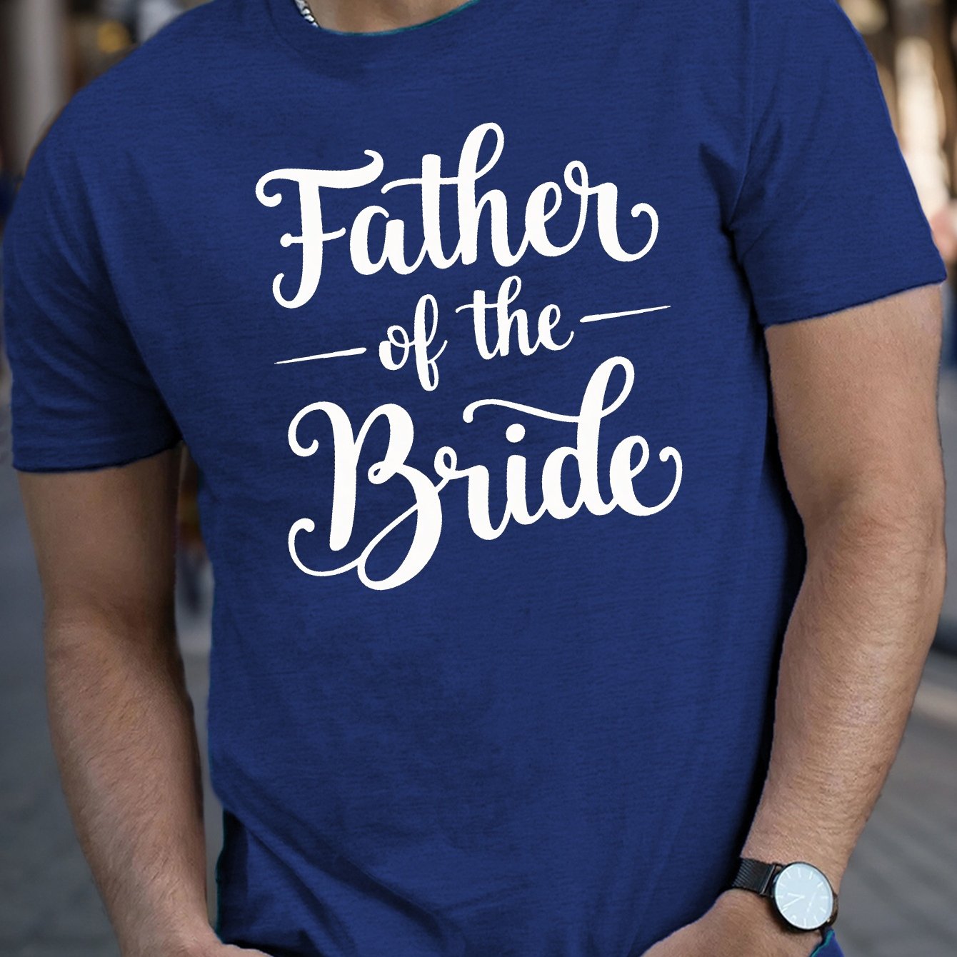 TEMU Father Of The Bride Print Tee Shirt, Tees For Men, Casual Short Sleeve T-shirt For Summer