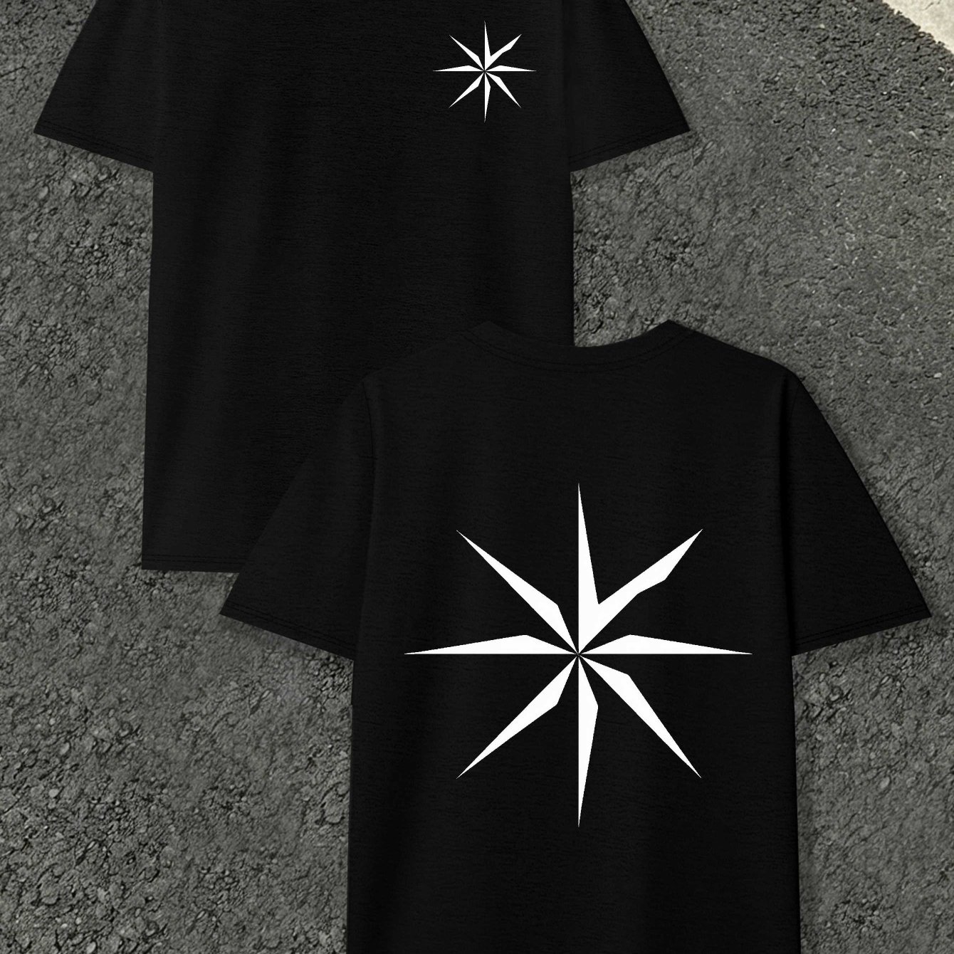 TEMU Geometry Pointed Star Emblem Men's Spring Summer Printed Short Sleeve Top, Relaxed Fit, Breathable Moisture Wicking Transfer T-shirt