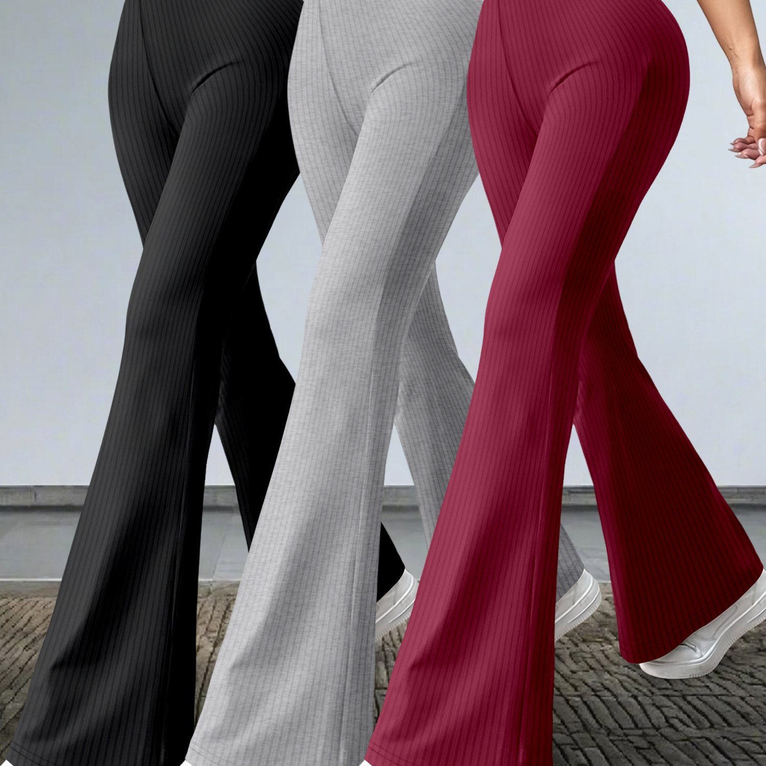 TEMU Targeted K11 Three-piece Set, Women's Slim-fit Solid Color Textured Trousers, Pre-order! Versatile And Flattering, Everyone In Them. The Shows