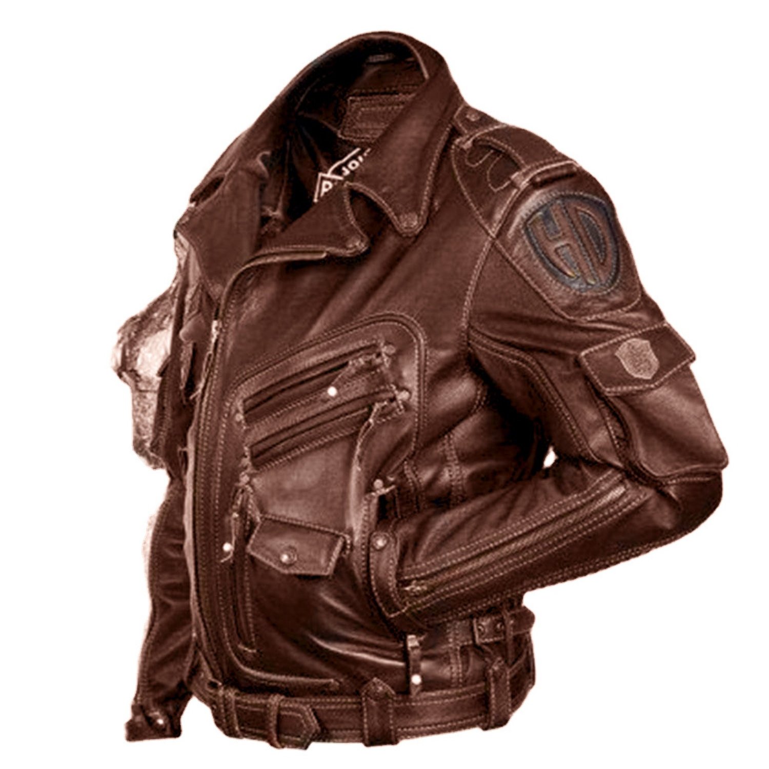 Image of Large Size Men's Motorcycle Faux Leather Jacket, Retro Faux Leather Men's Multi-pocket Personalized Coat, Suitable For Heavy Motorcycle Riding Long-sleeve Jacket, Optional