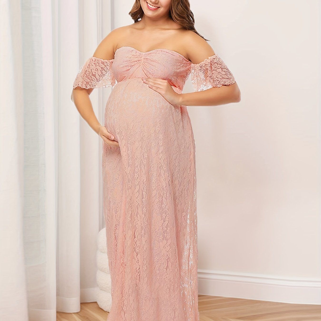 womens maternity solid off shoulder maxi dress for party wedding formal prom pregnant womens clothing coquette style