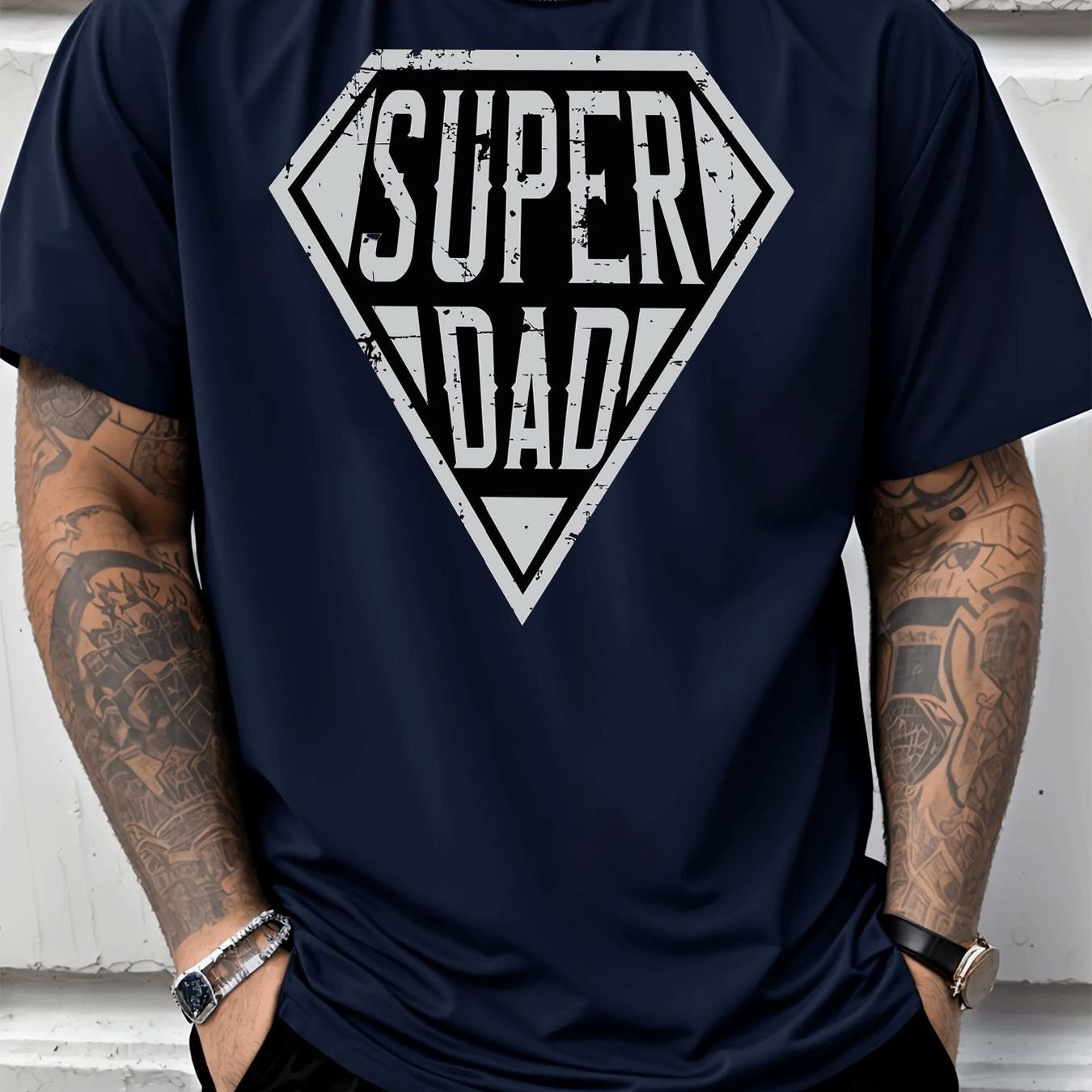 TEMU Men's Crew Neck Short Sleeve T Shirt Distressed Diamond Style Casual Men's Fashion Gift