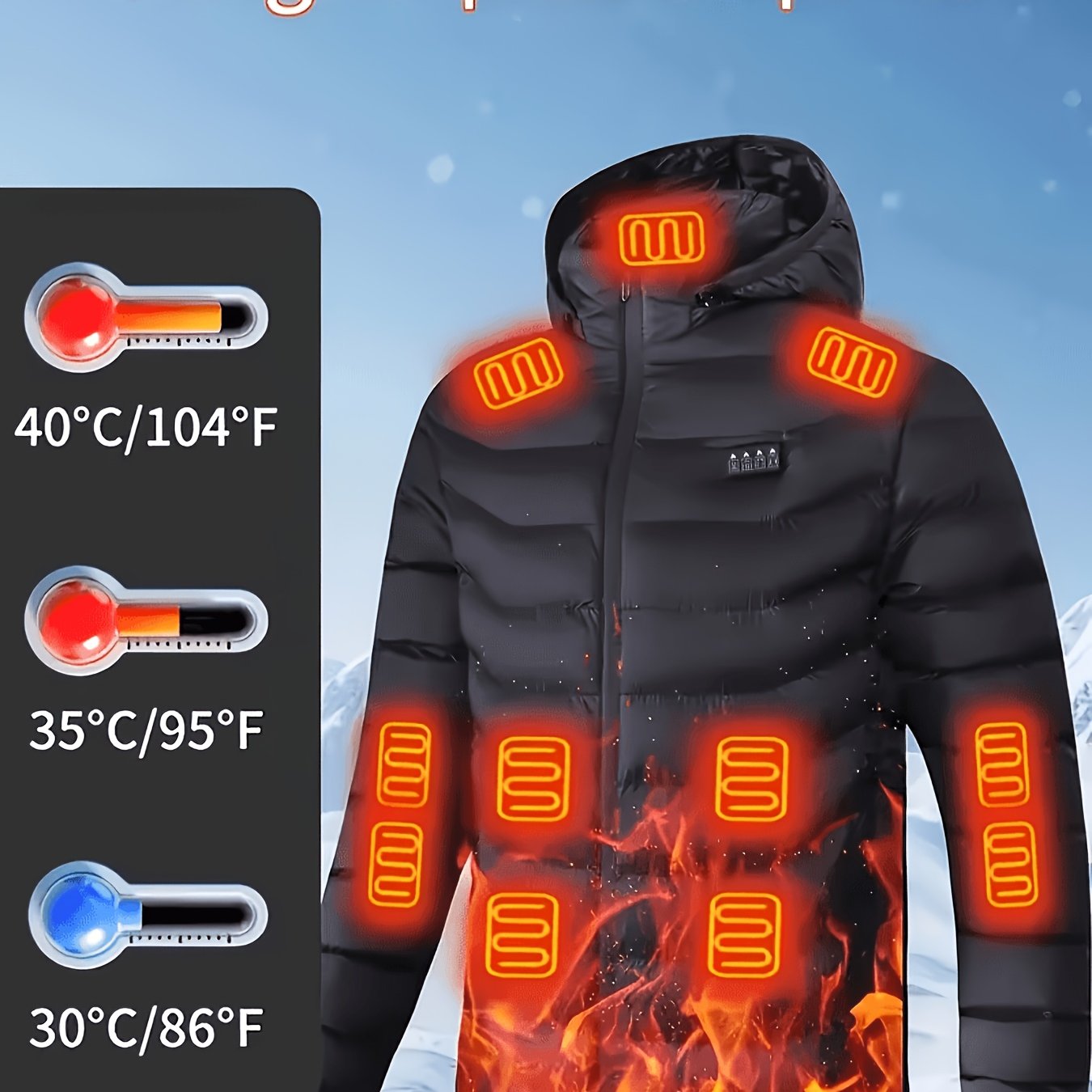 Image of Men's Heated Jacket, Couple Model, 24-zone Heating, Top For Outdoor Camping, Daily Leisure , Windproof Jacket, Popular In Cold