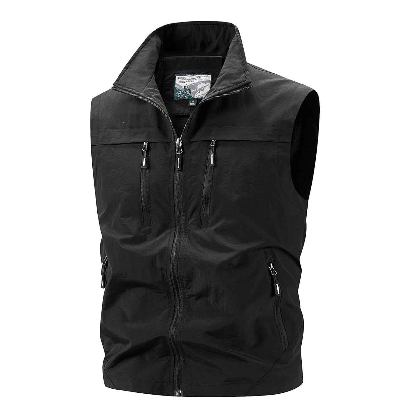 TEMU Multi-pocket Multi-functional High-quality Men's Fishing Vest, Outdoor Mountaineering Solid Color Men's Vest, Simple, Stylish, And Casual Men's